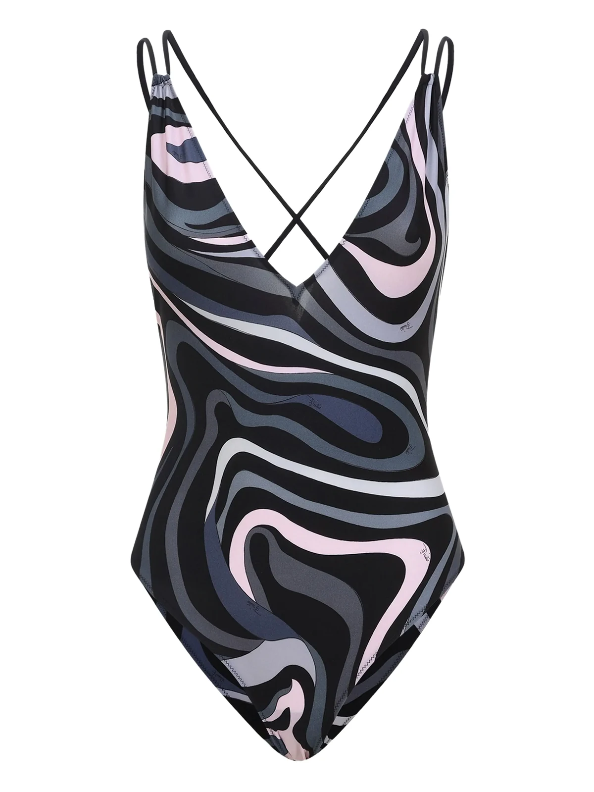 Wirbel-Badeanzug mit Marmo-Print