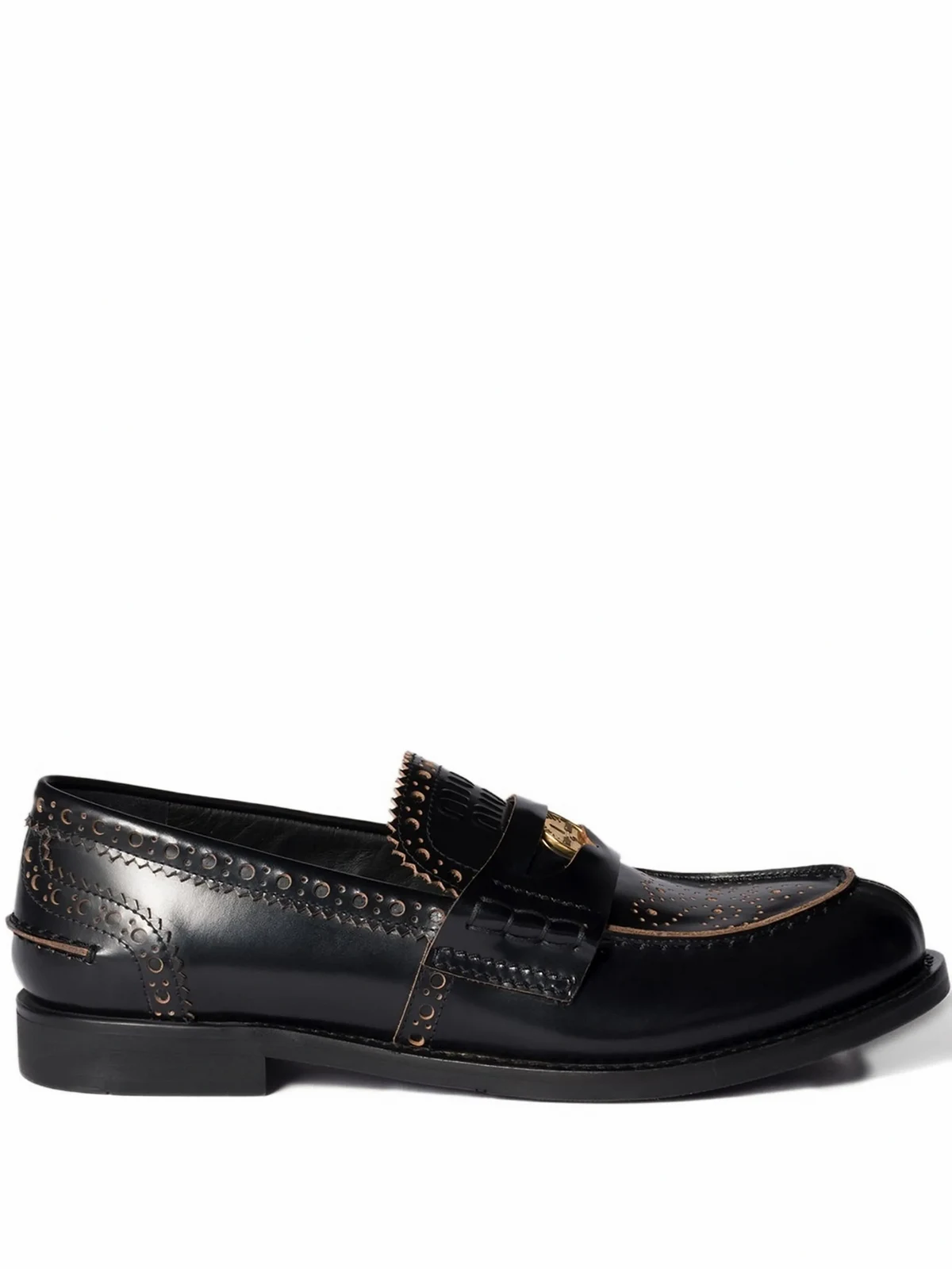 perforated coin-detail loafers