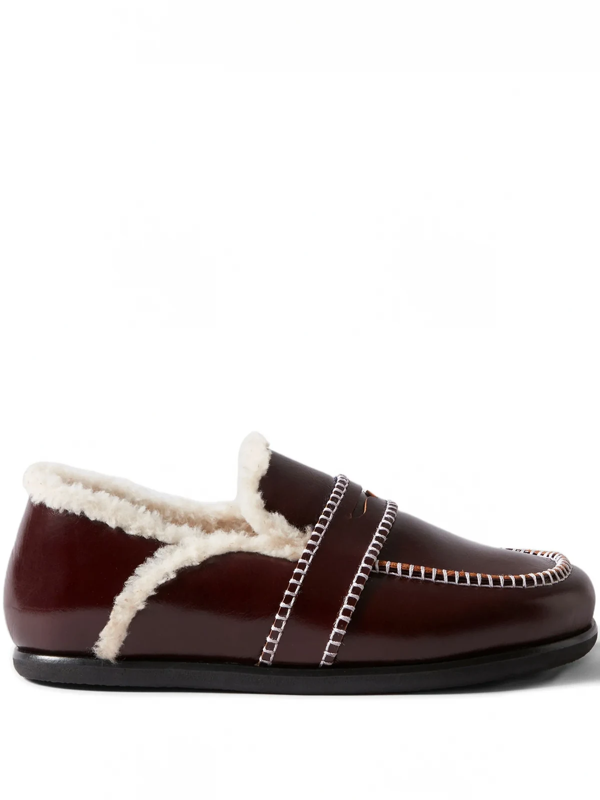 contrast-stitching mules
