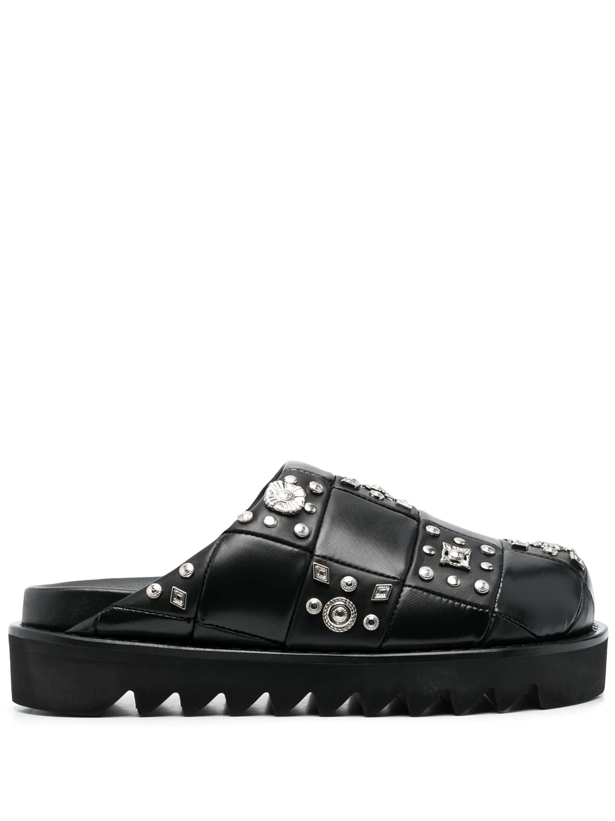 stud-embellished leather clogs