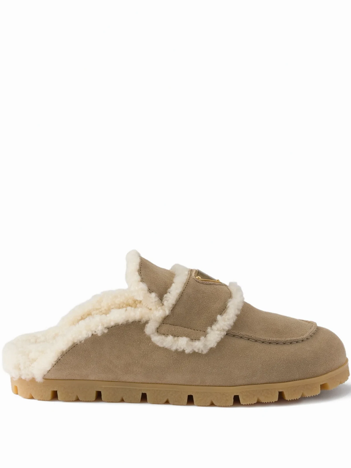 shearling logo-plaque mules