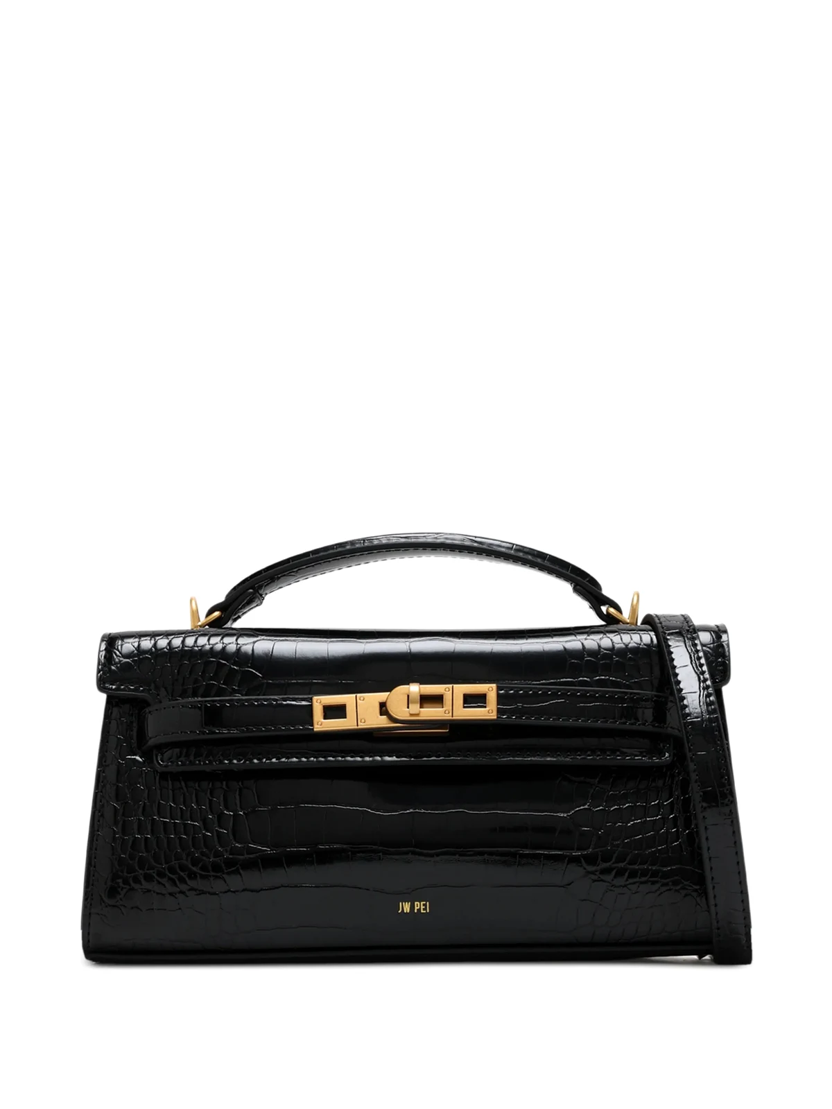 croc-effect top-handle tote bag