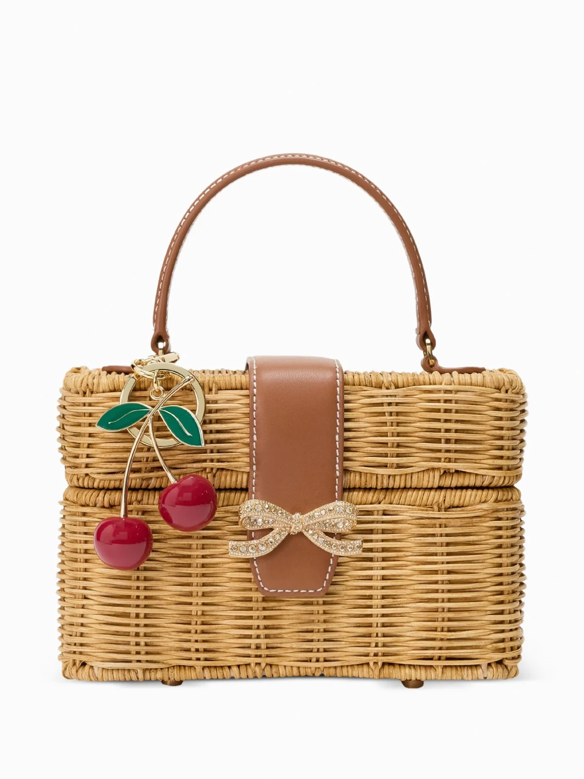 bow-detail cherry-charm tote bag