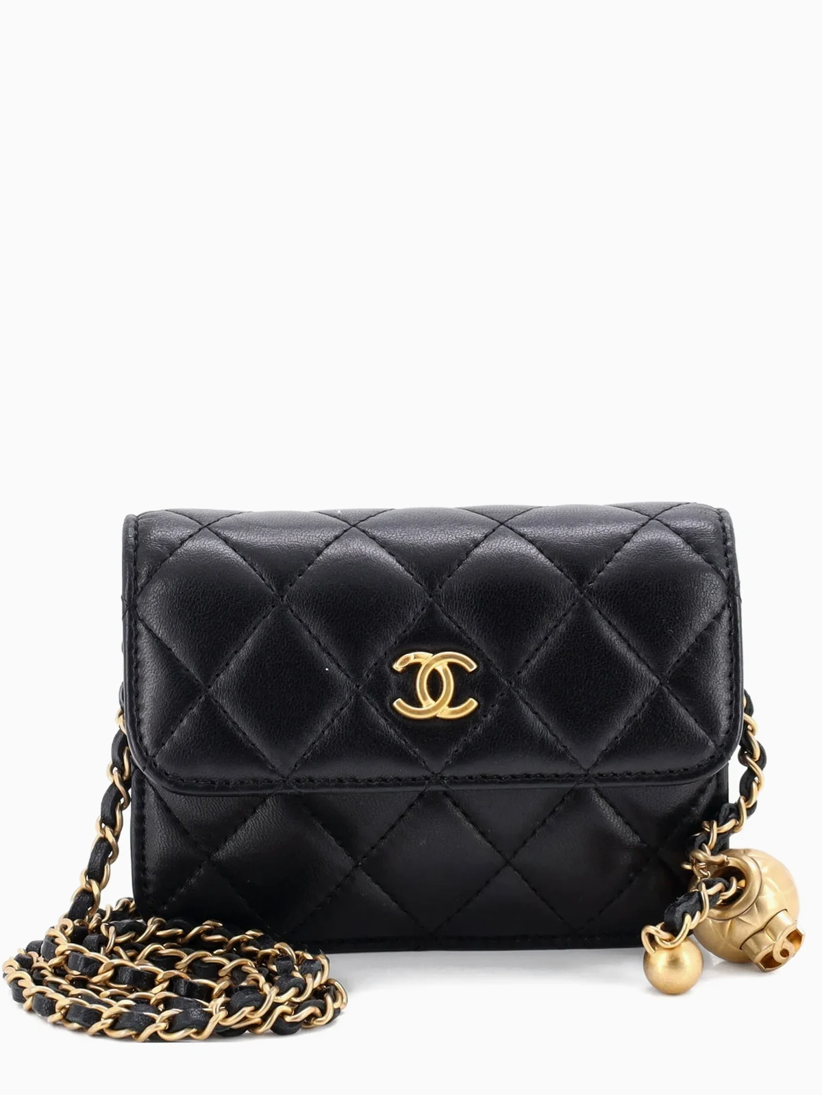 Mini Pearl Crush Flap Clutch mit Kettensteppung