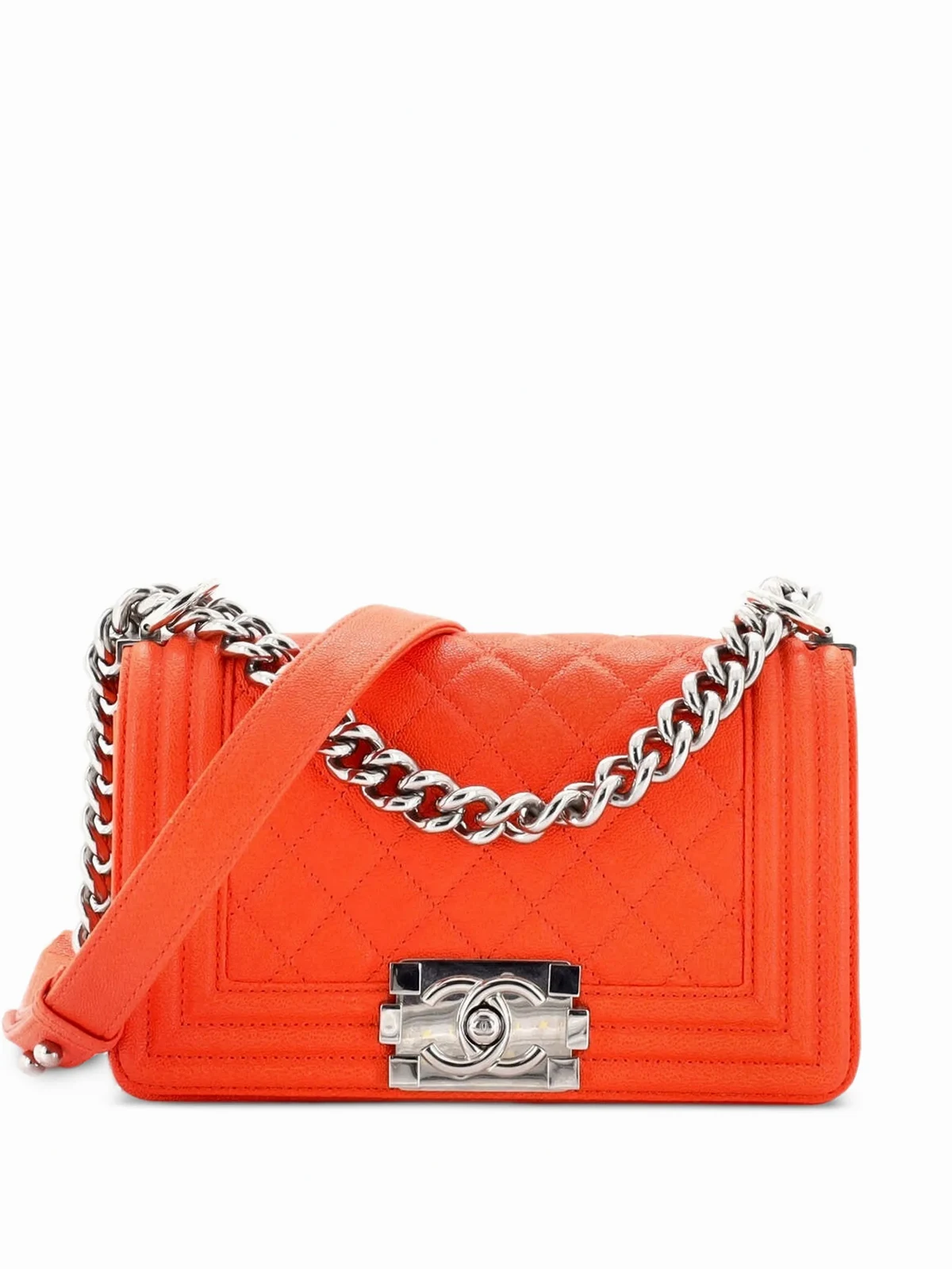 Kleine Boy Flap Umhängetasche aus gestepptem Kaviarleder