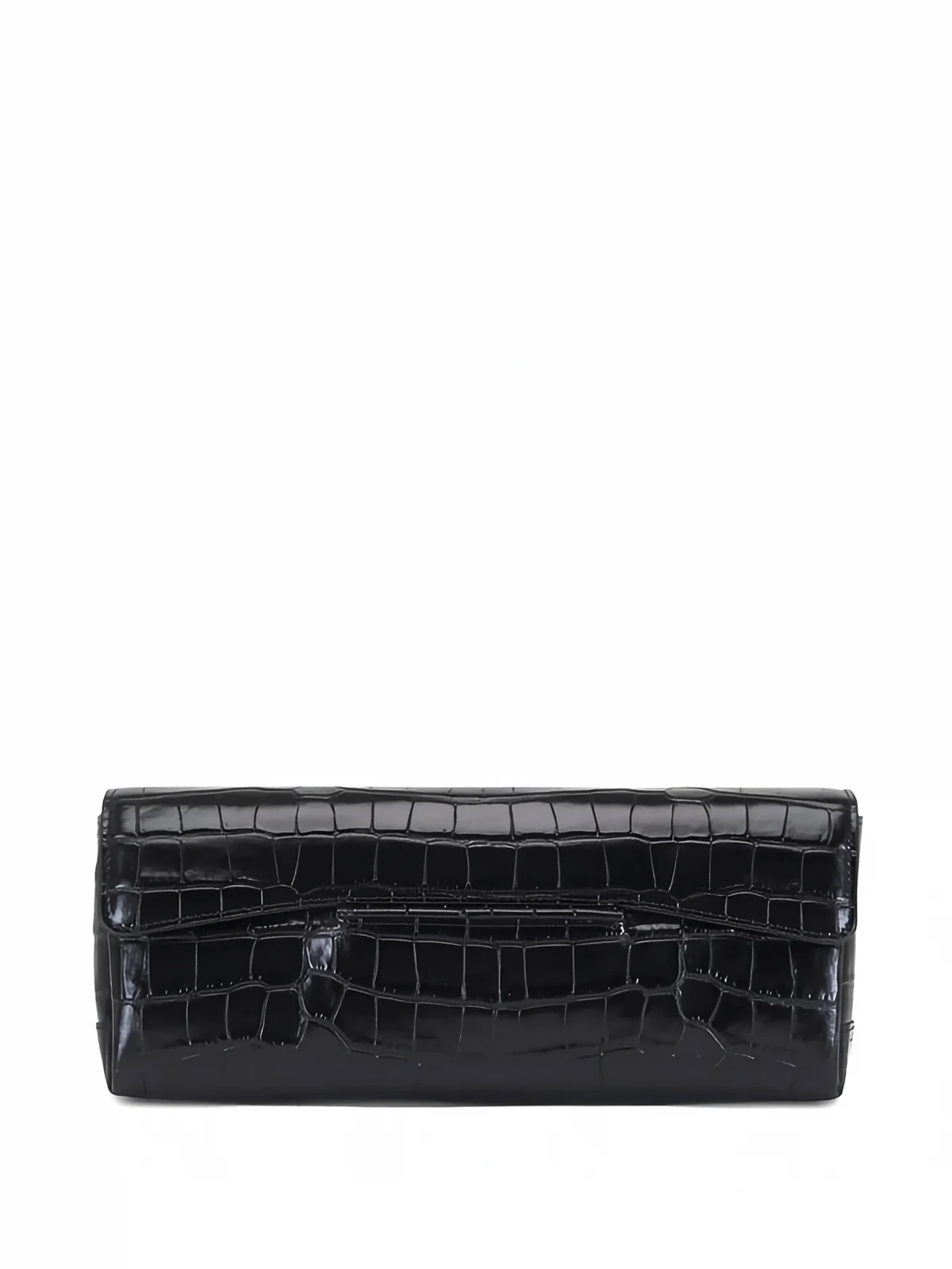 crocodile-embossed clutch bag