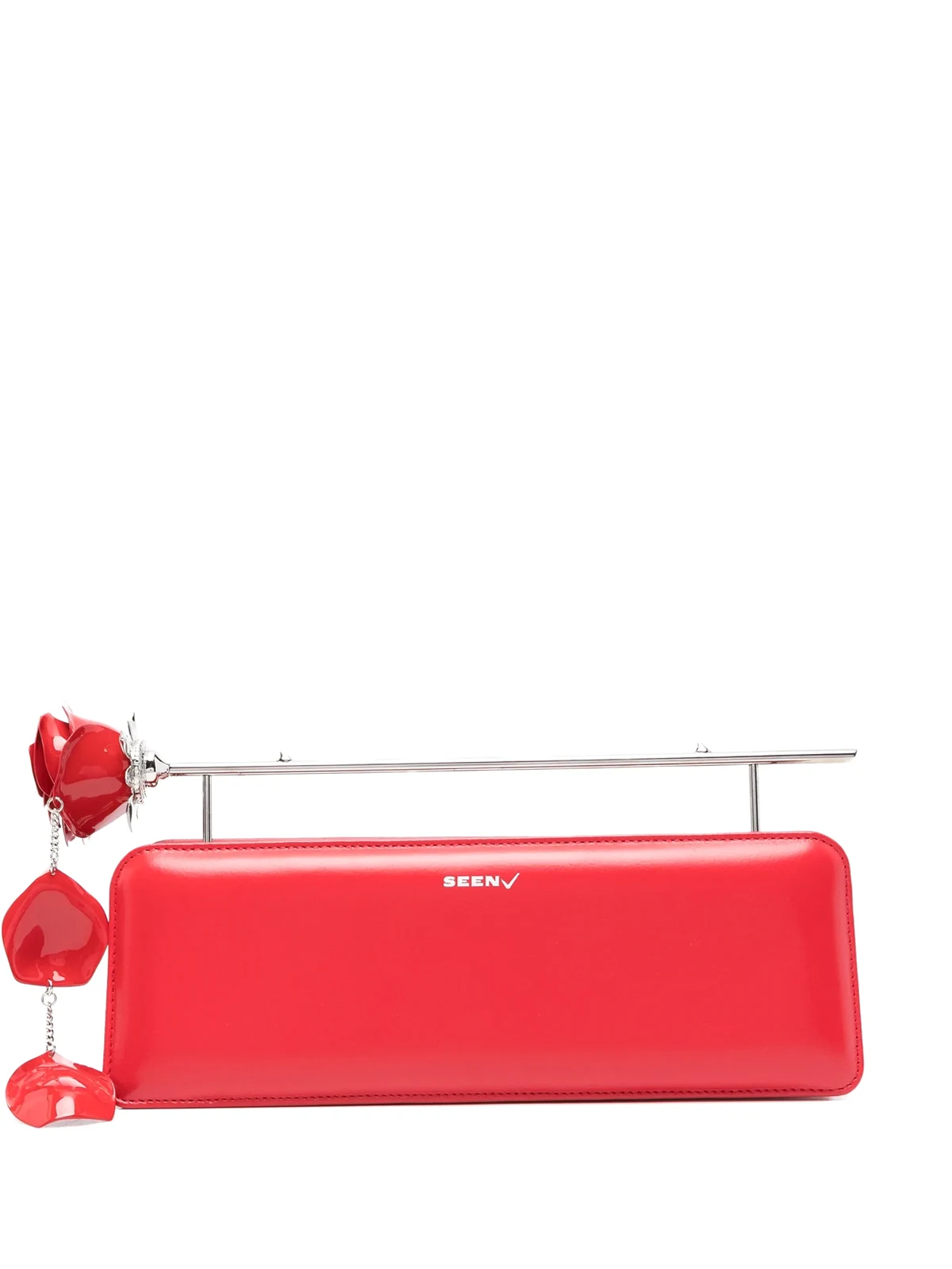 rose-embellished clutch bag