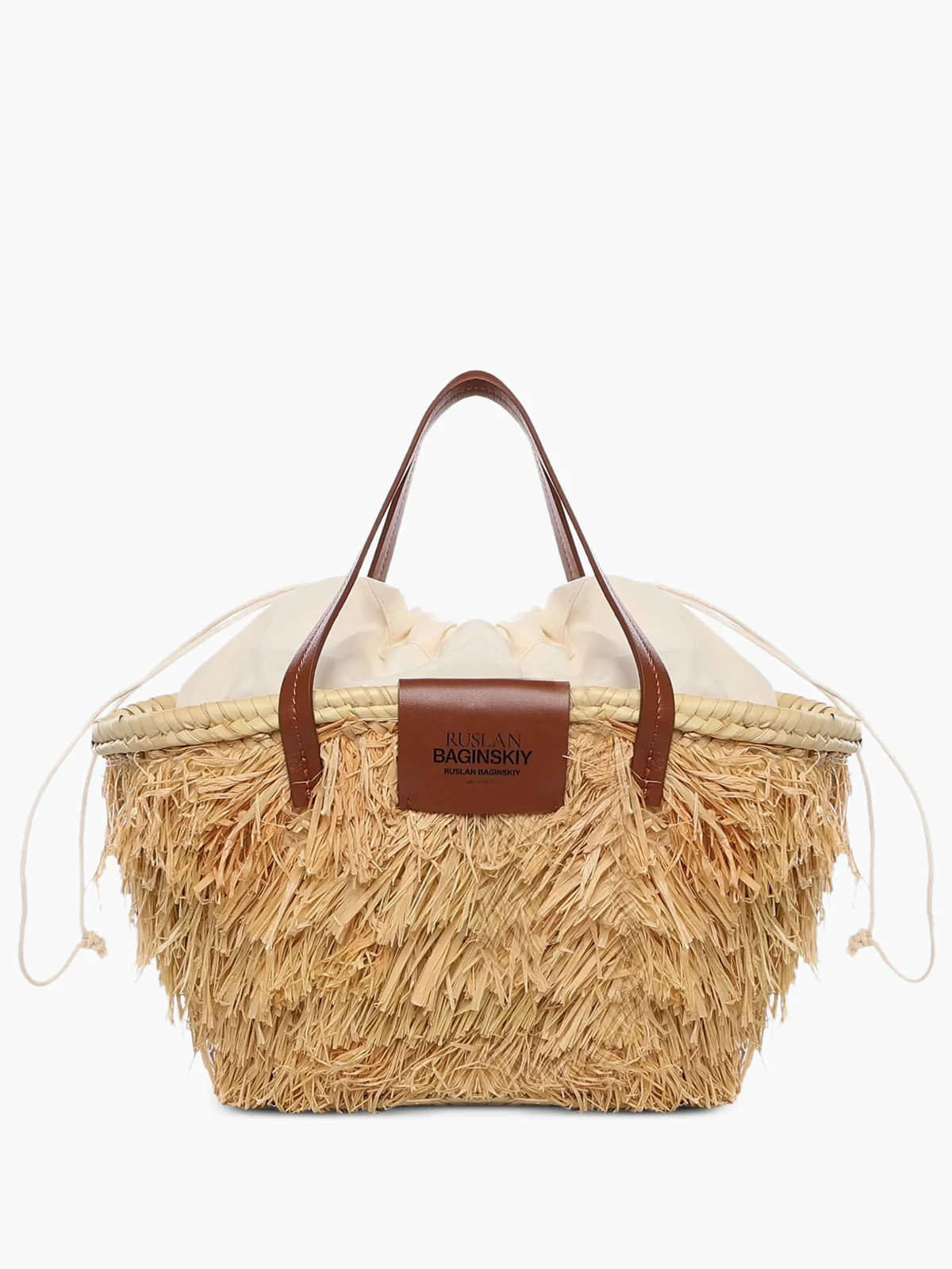 Nest straw trim tote bag