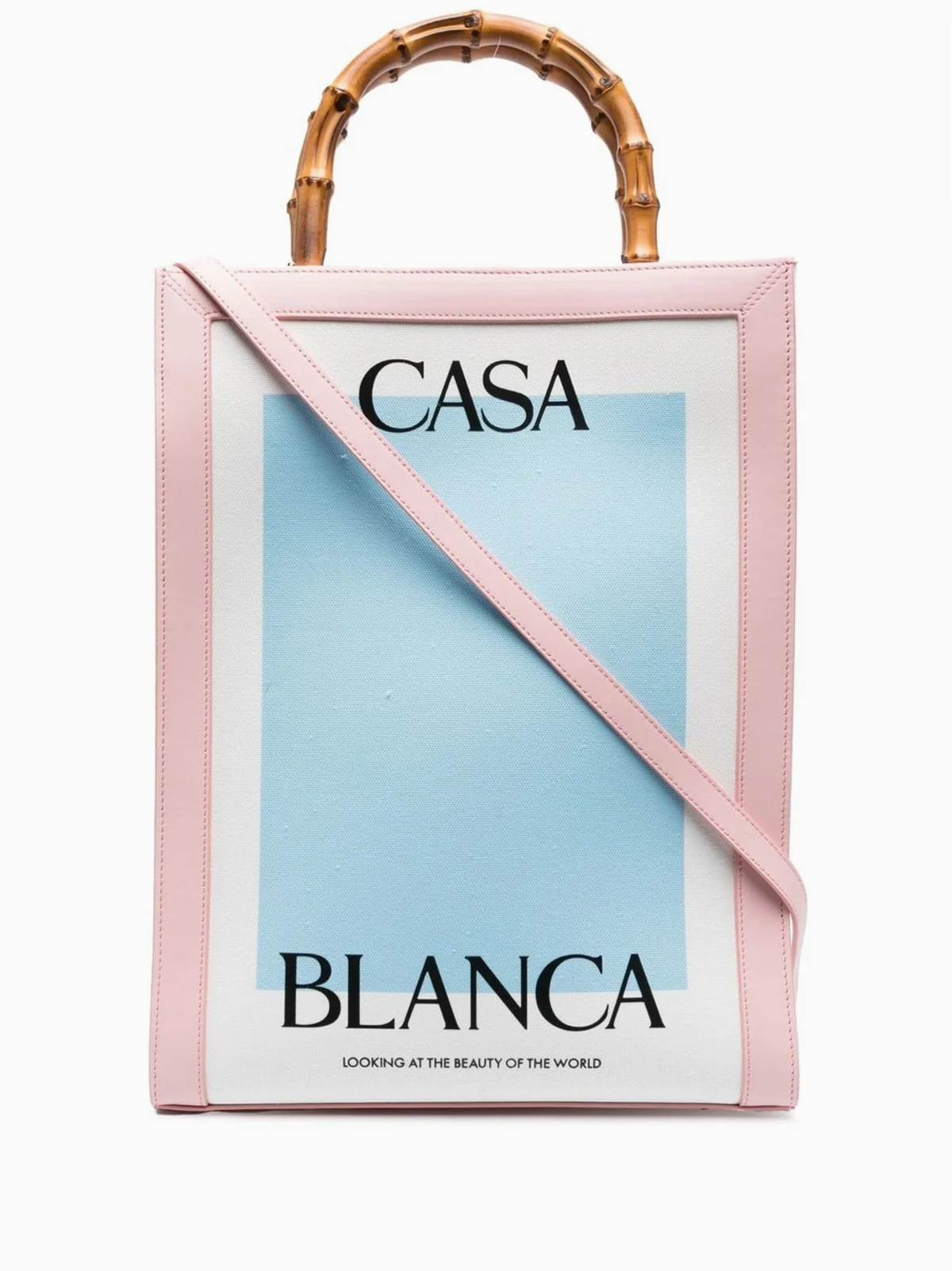 logo-print bamboo-handle tote bag