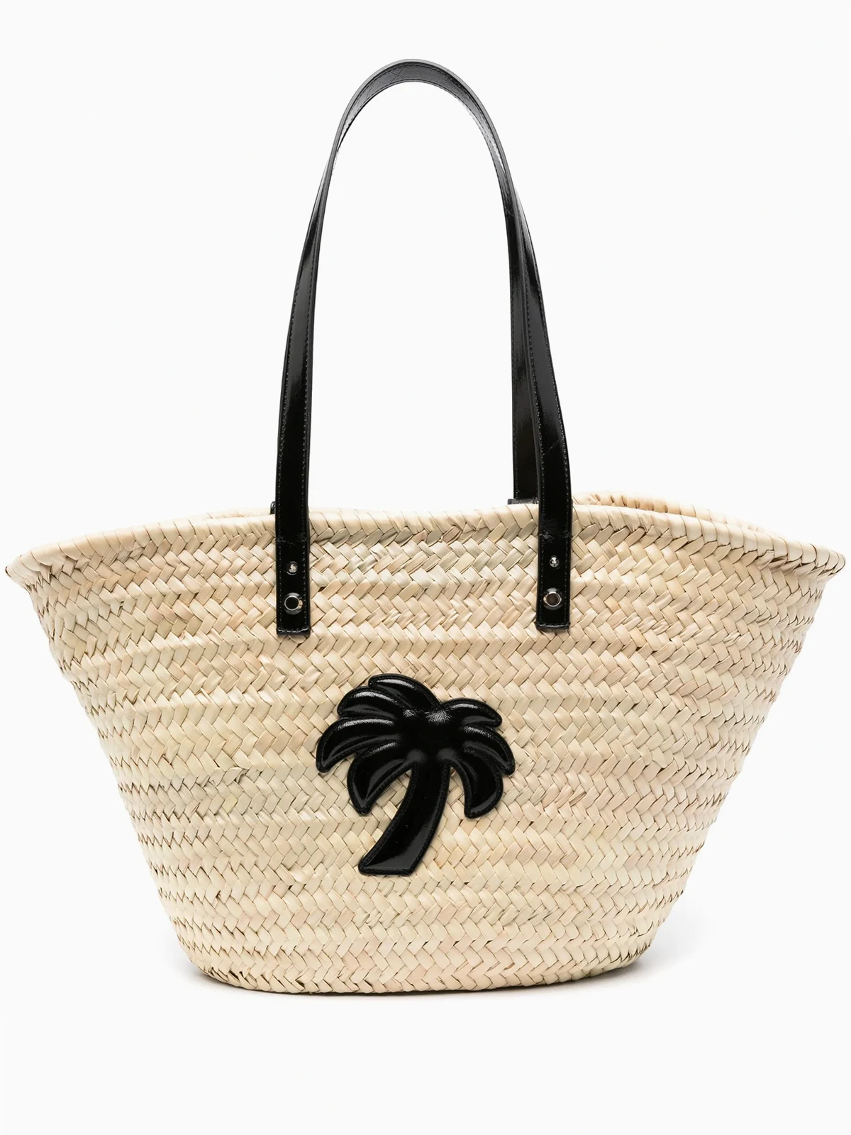 palm-appliqué basket bag