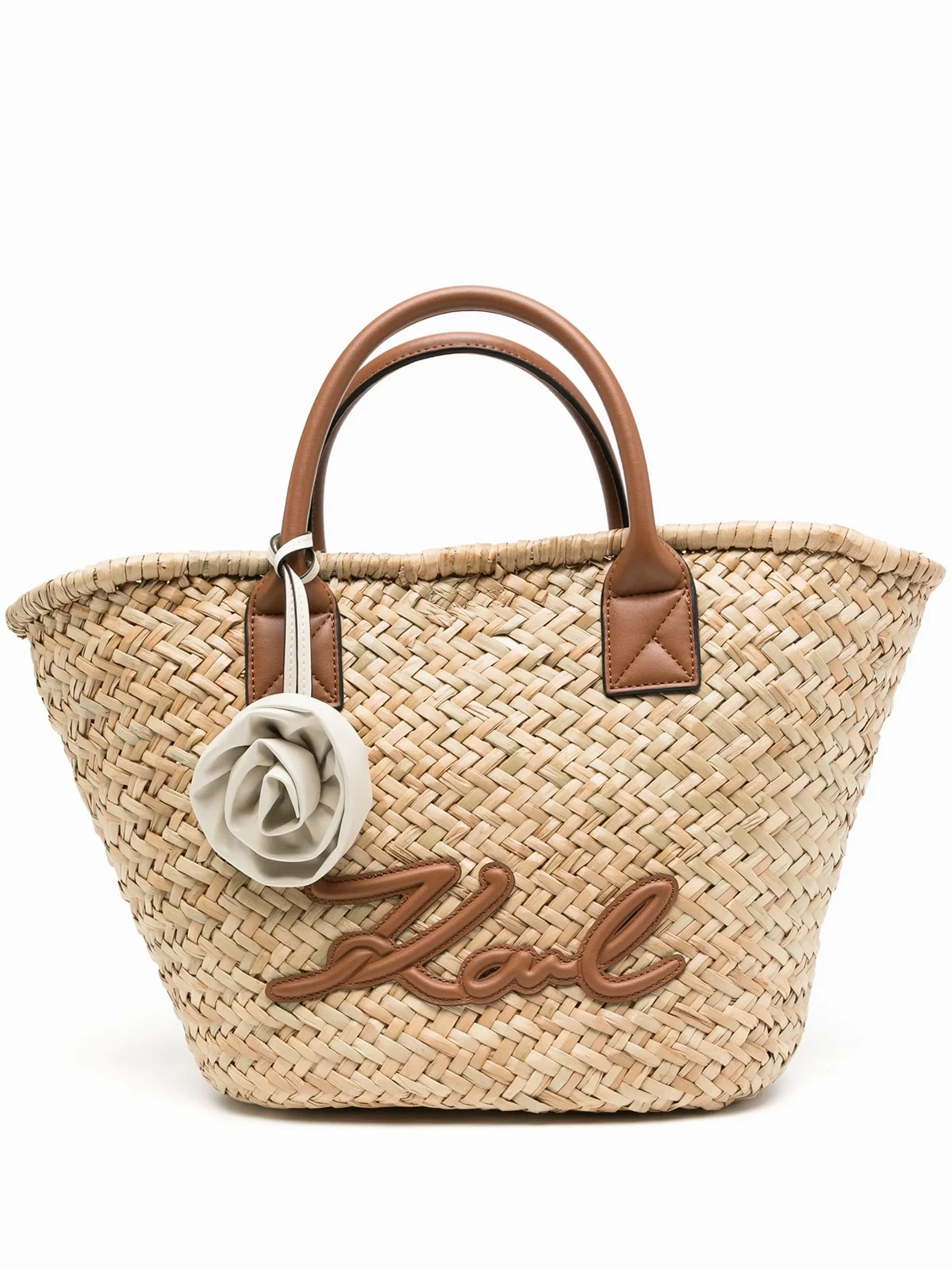 Mittelgroße K/Signature Strandtasche aus Raffiabast