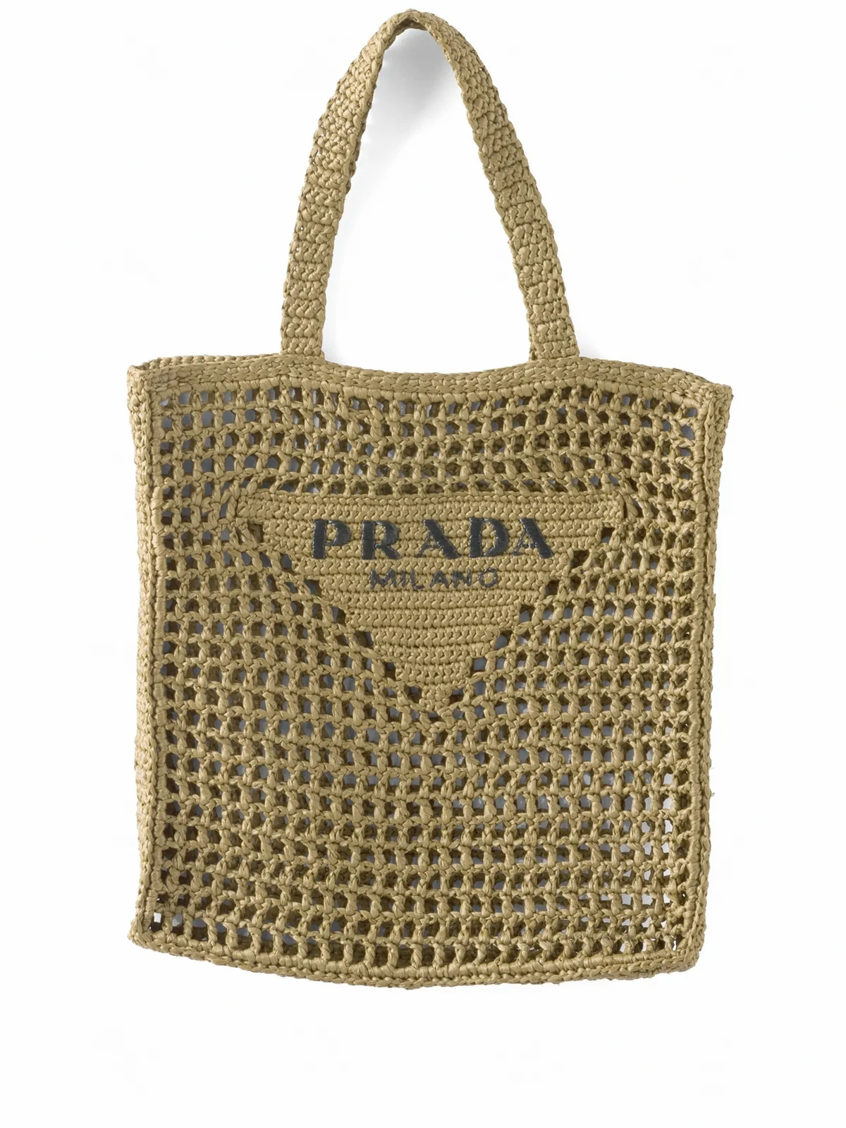 triangle-logo raffia tote bag