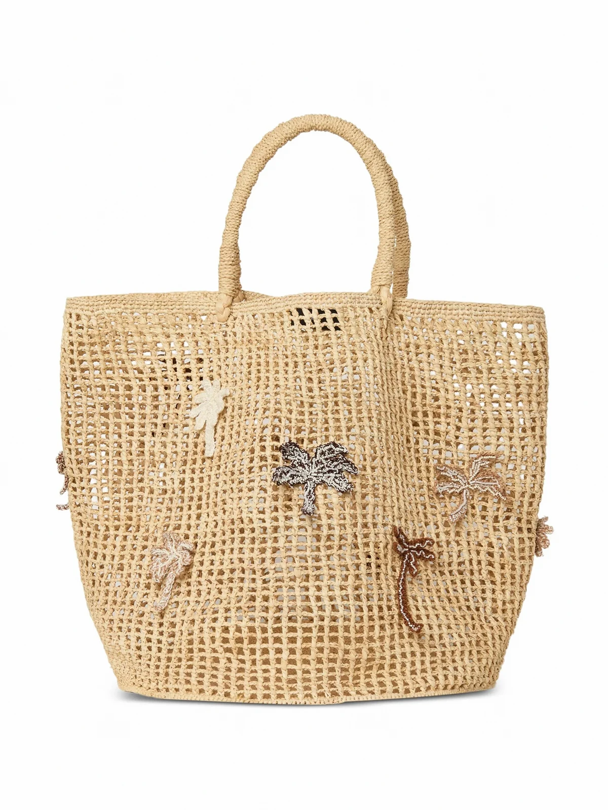 Where The Waves Begings palm-tree raffia tote bag