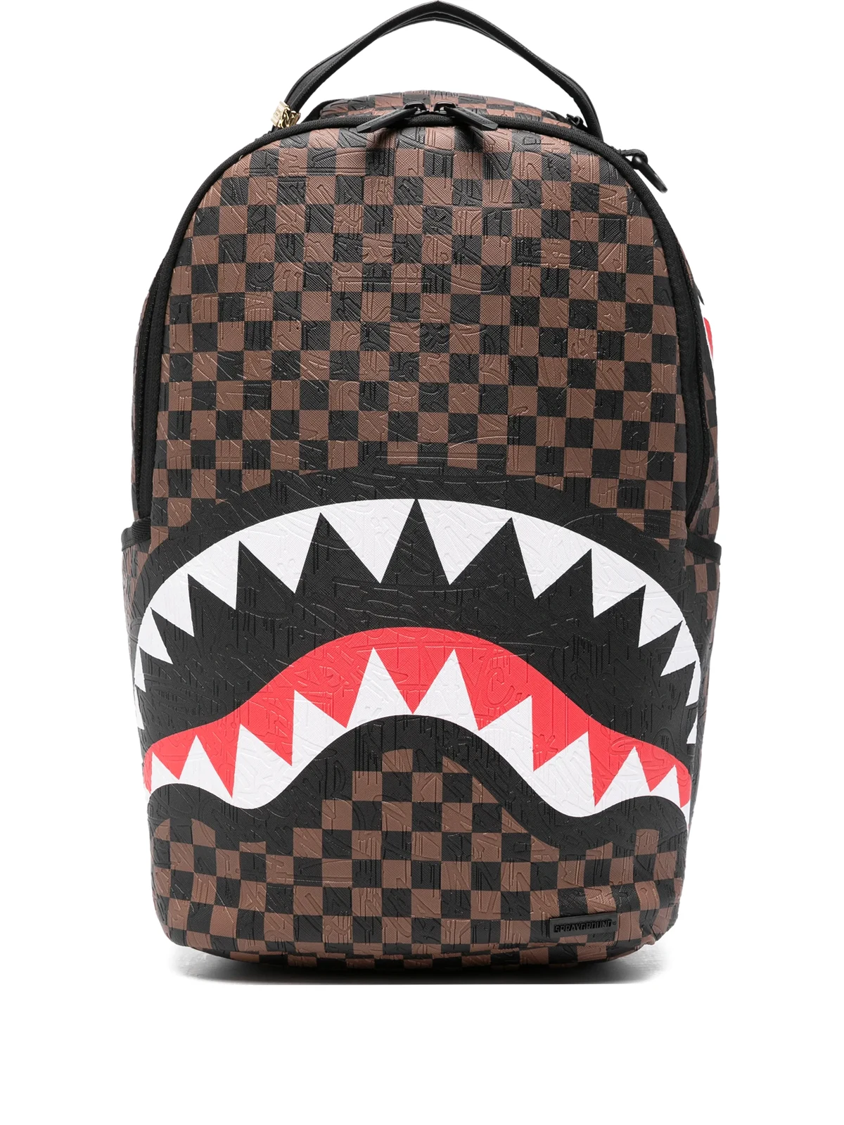 Karierter Rucksack mit Hai-Print