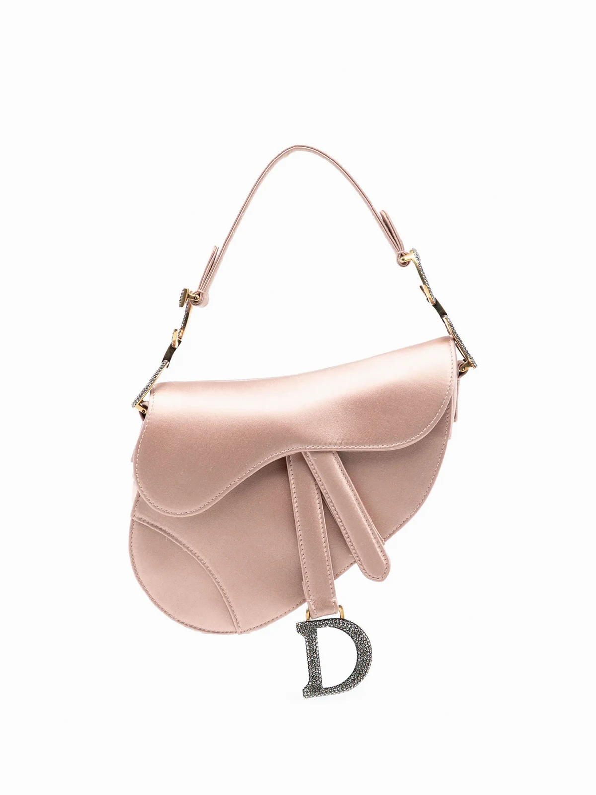 2019-2025 Mini Satin Crystal Embellished Saddle Bag handbag