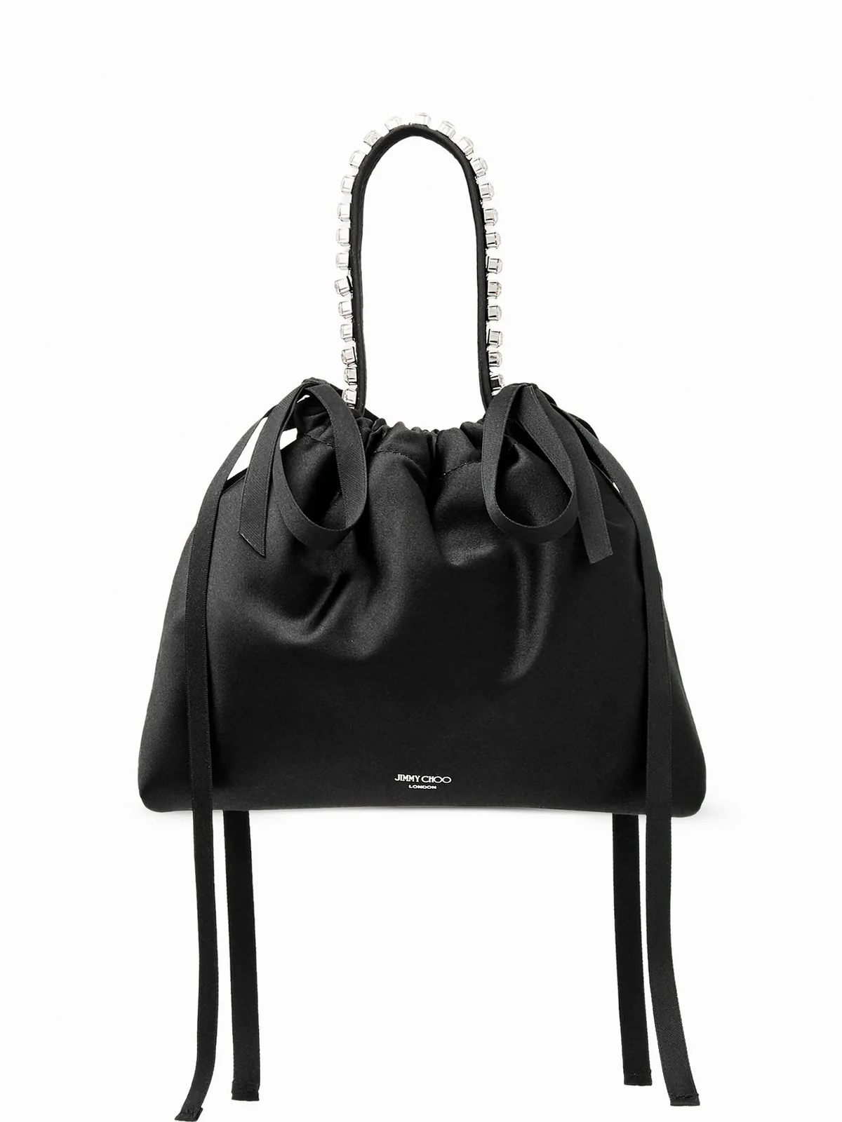 crystal-detail drawstring bucket bag