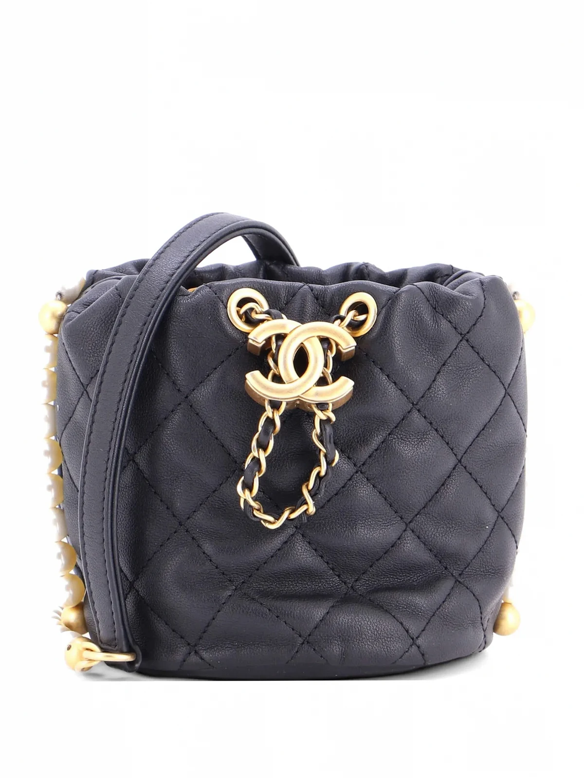 About Pearls Quilted Calfskin Mini bucket bag