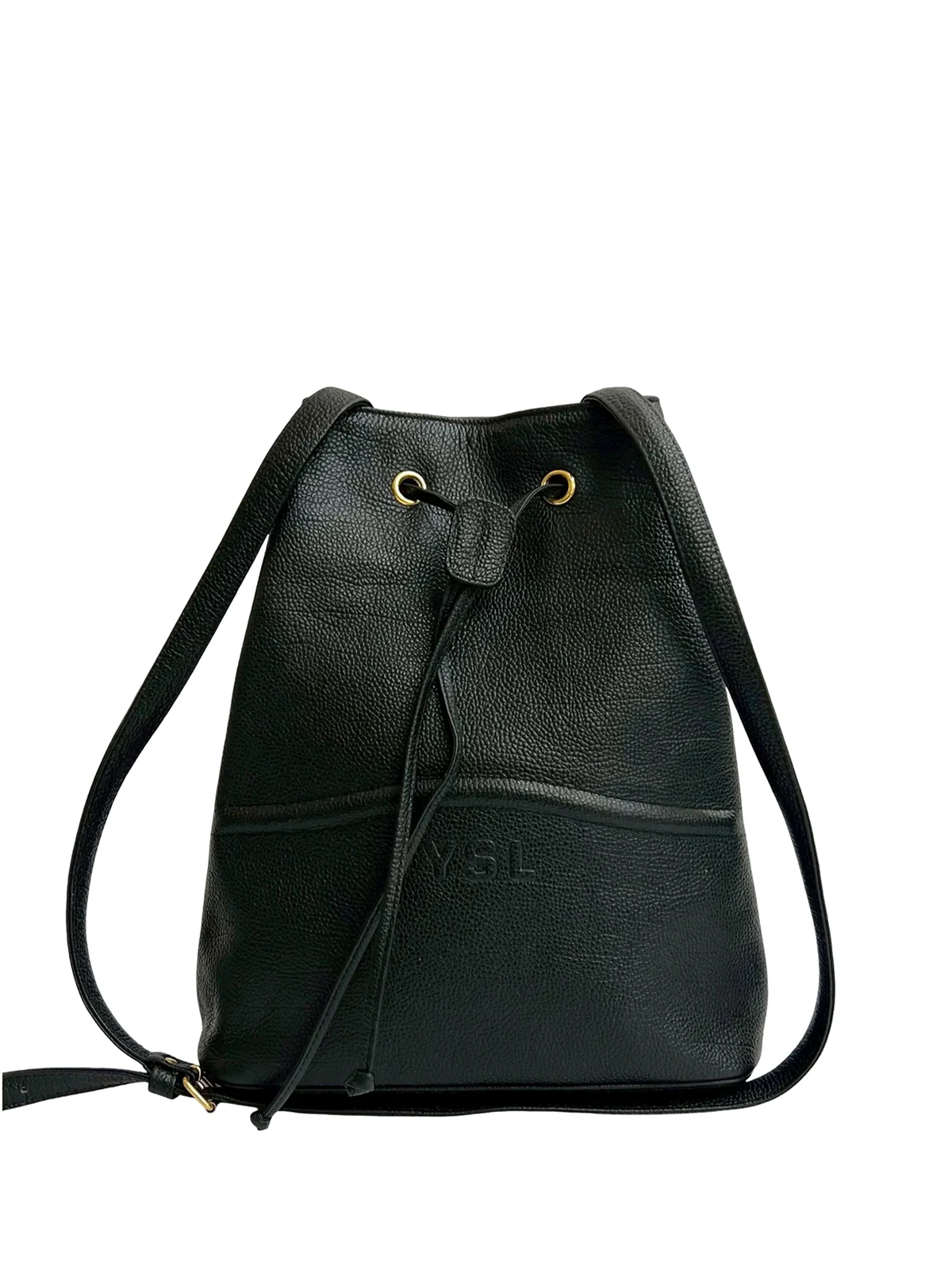 20th Century Grained Leather Drawstring bucket bag