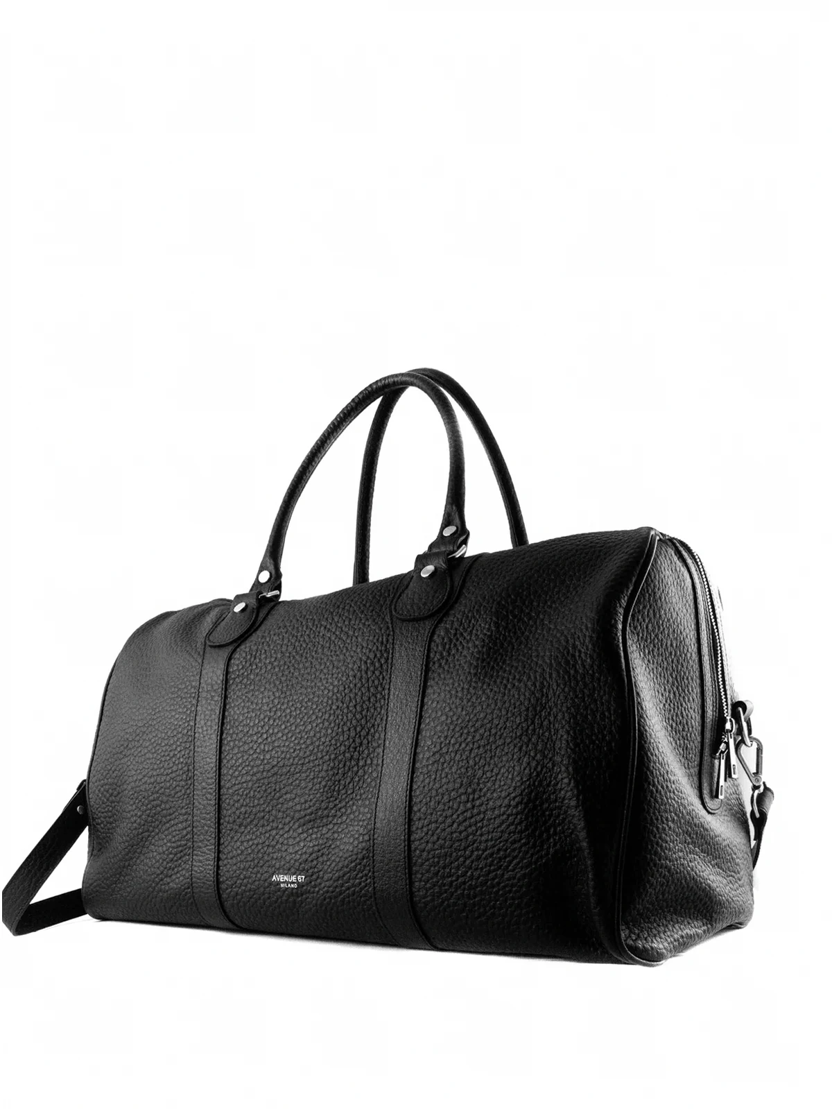 leather zip duffel bag