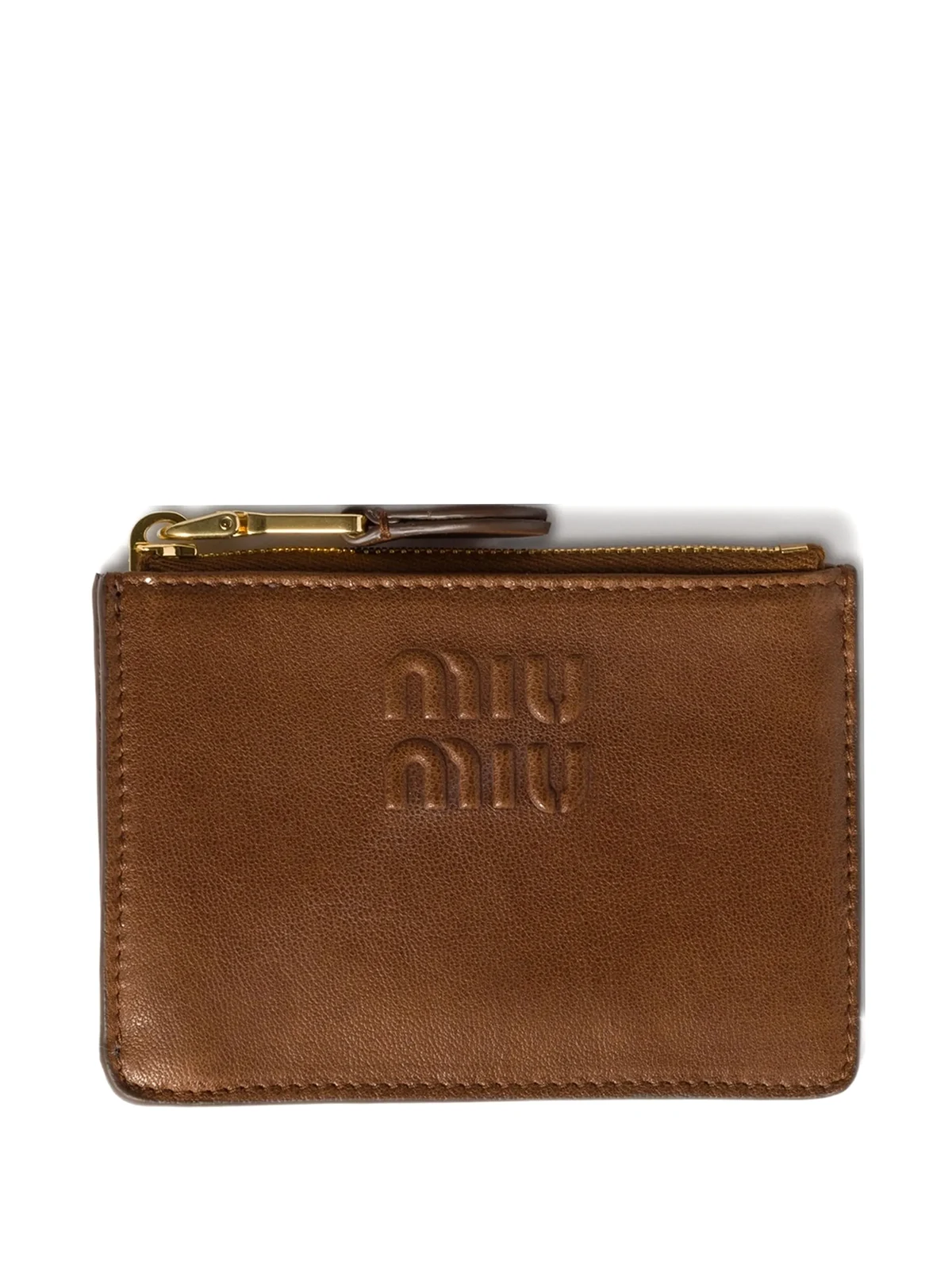 logo-embossed leather card holder