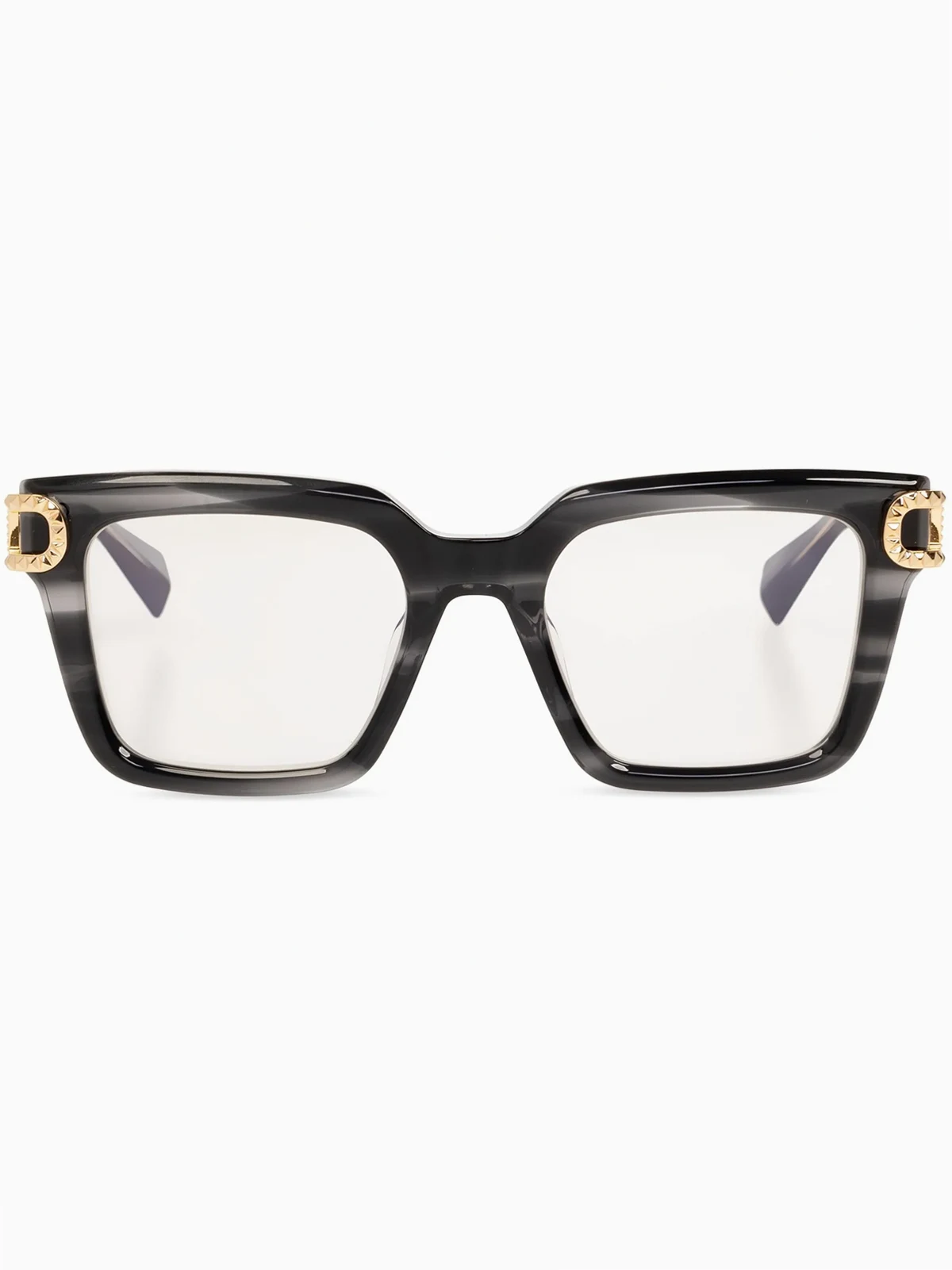 marbled-effect square-frame glasses