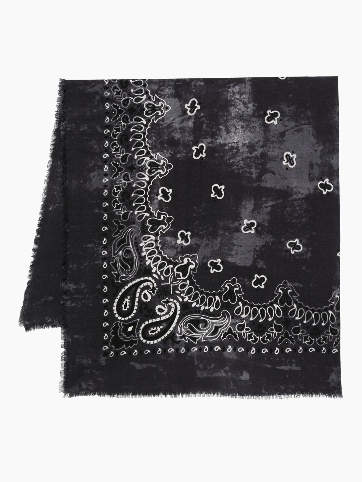 paisley-print fringed bandana scarf