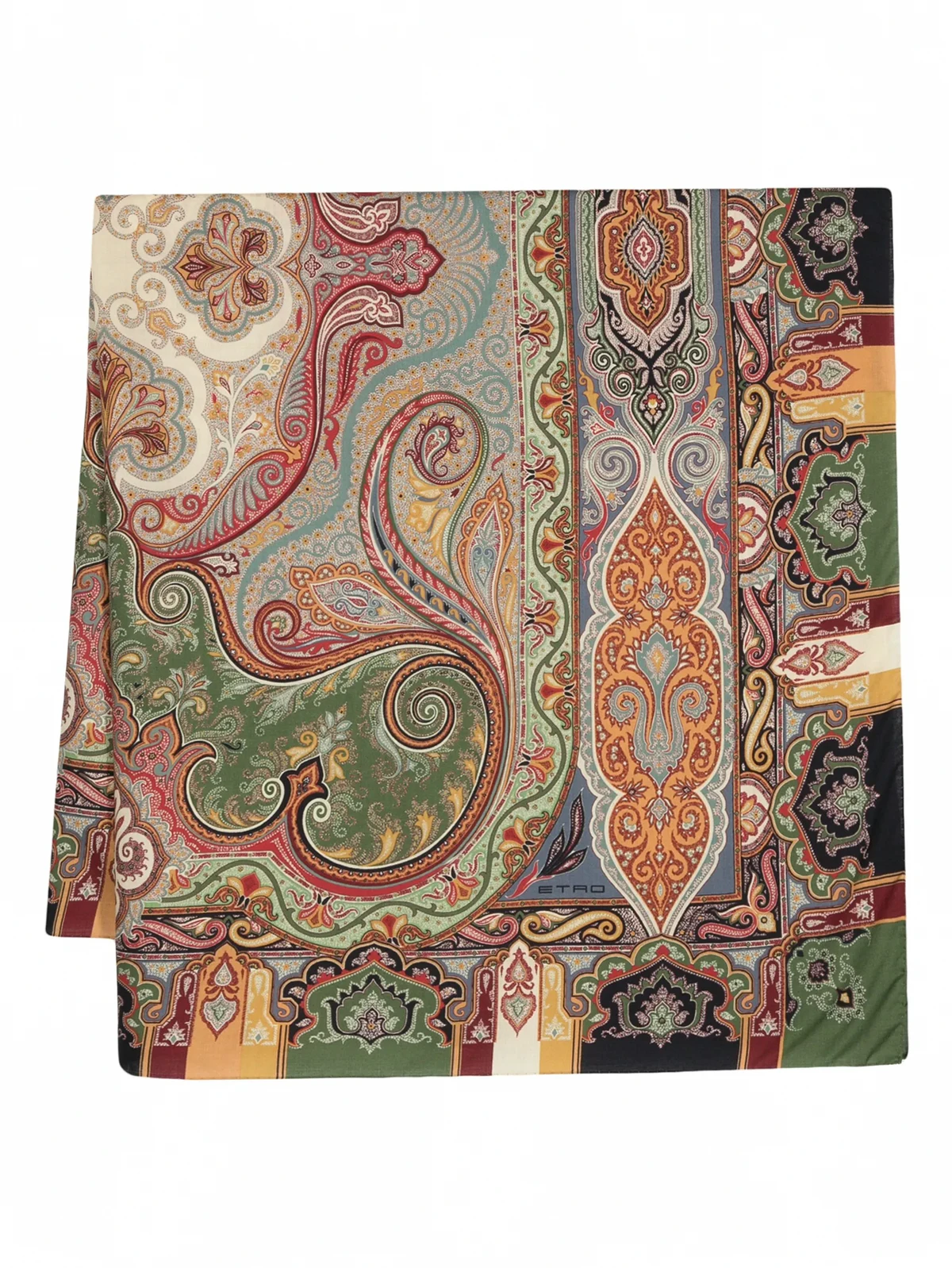 paisley-print wool-blend scarf