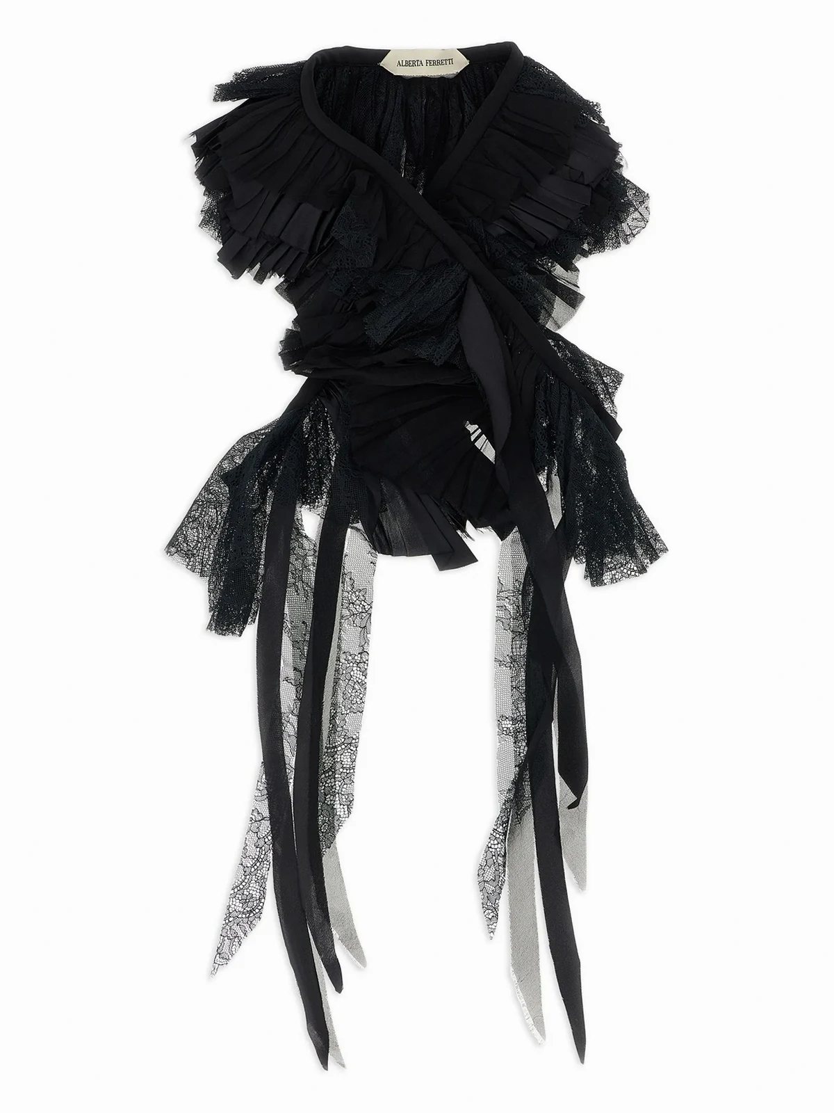 lace-fringed silk scarf