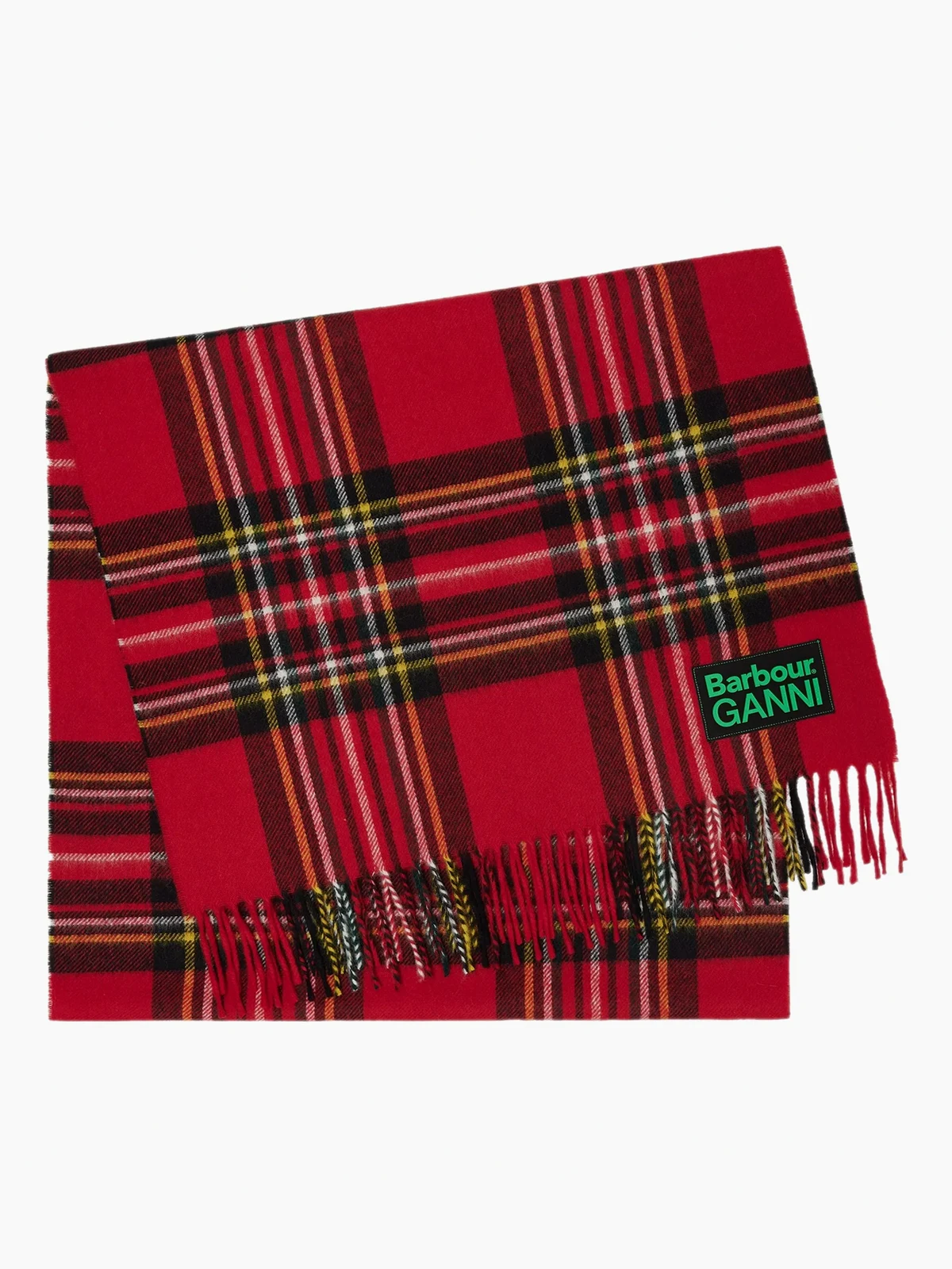 x Barbour tartan fringed scarf