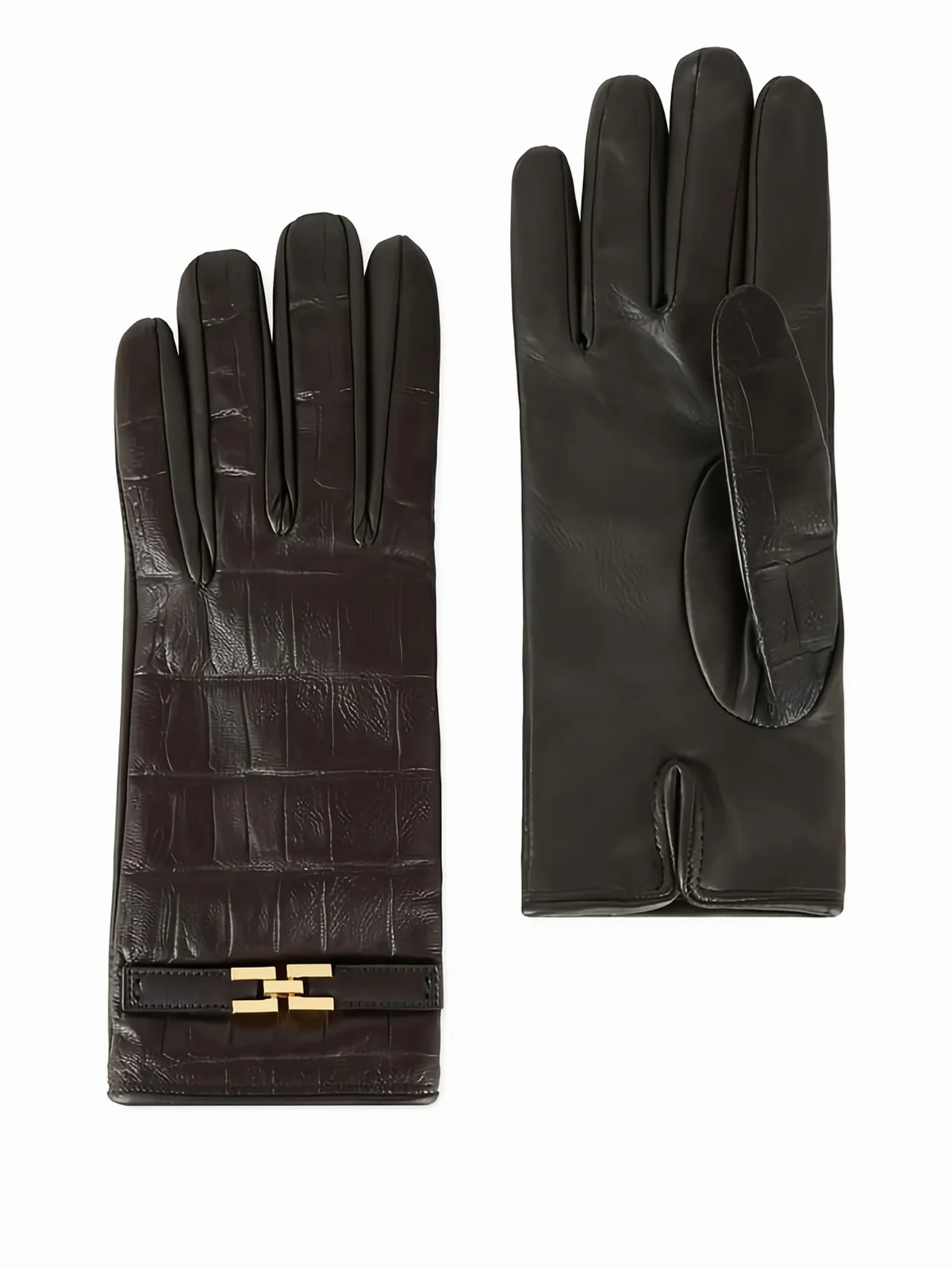 crocodile-debossed logo gloves s