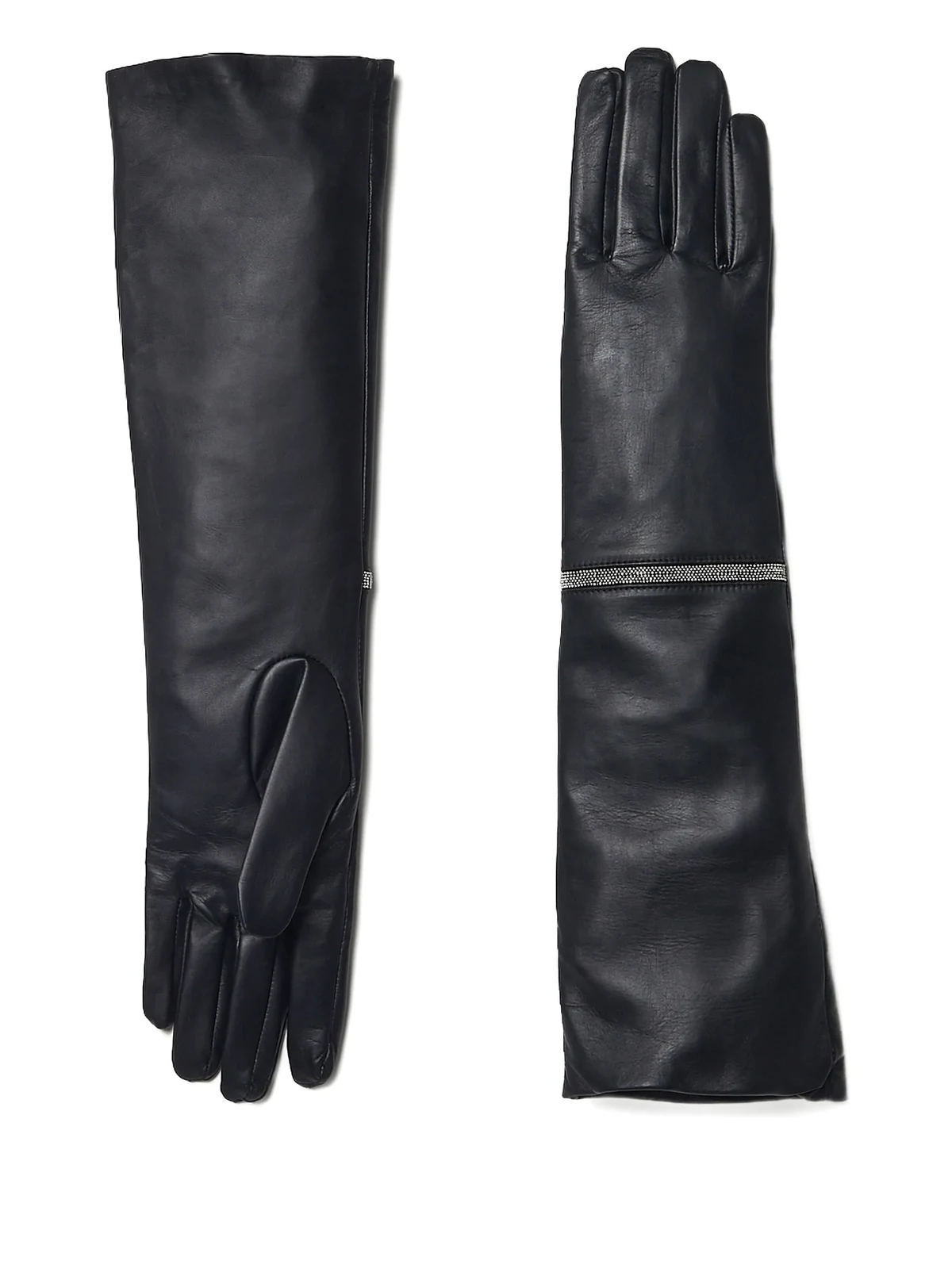 long leather zip-detail gloves