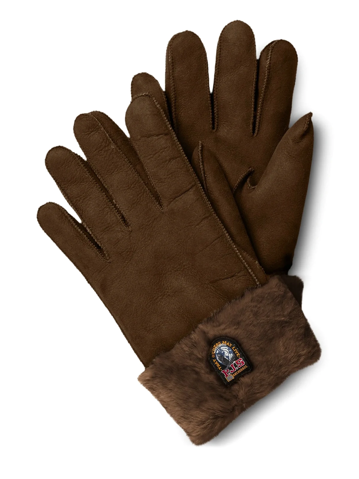 leather fur-trimmed gloves