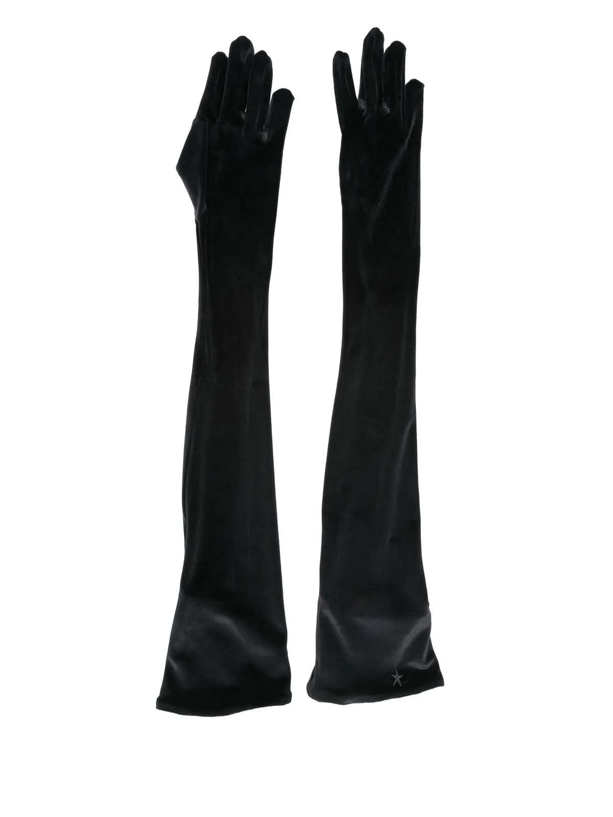 Samthandschuhe mit Logo-Verzierung