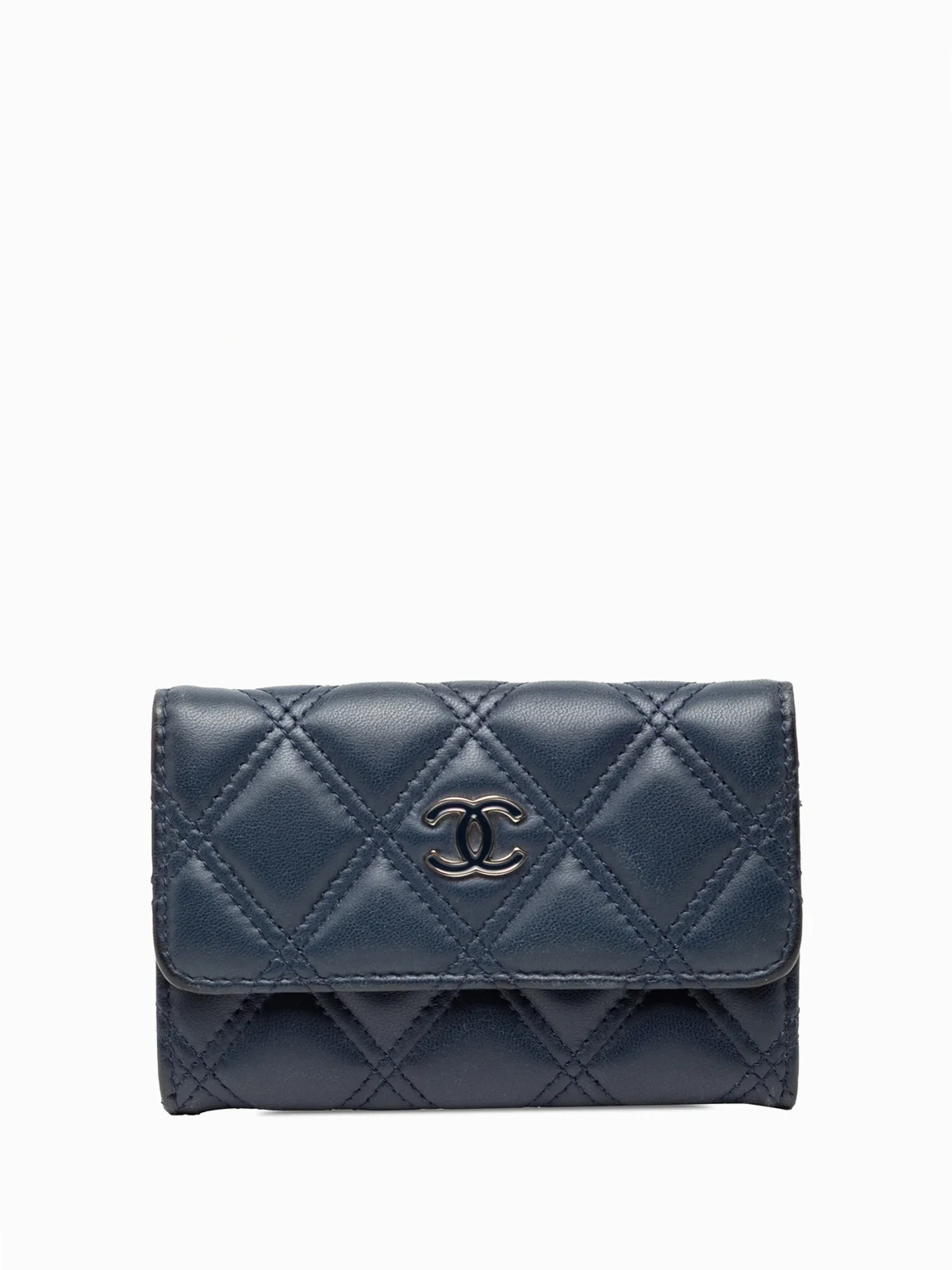 2014-2015 CC Double Stitch Lambskin Flap card holder