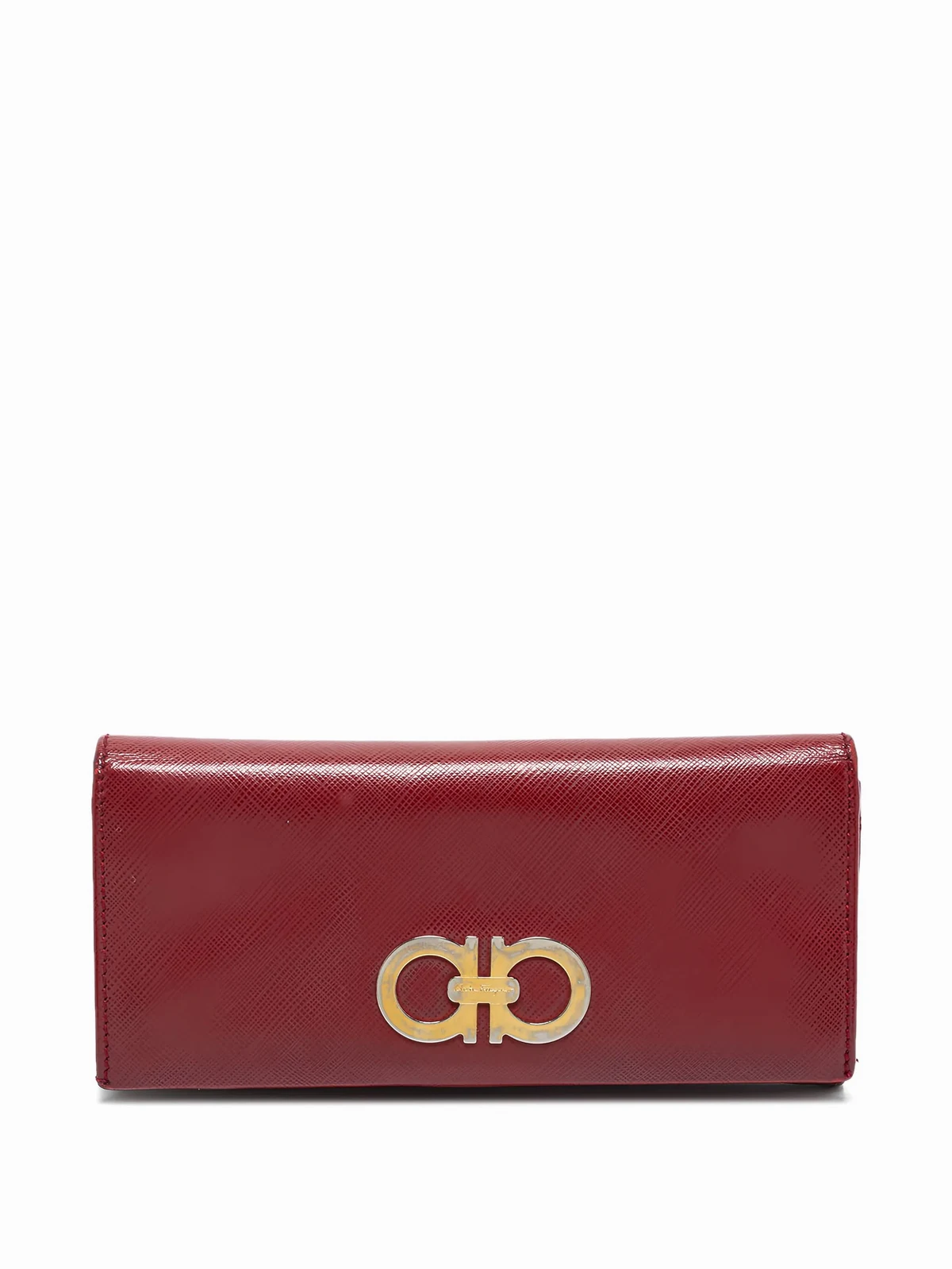 logo-plaque leather chain wallet