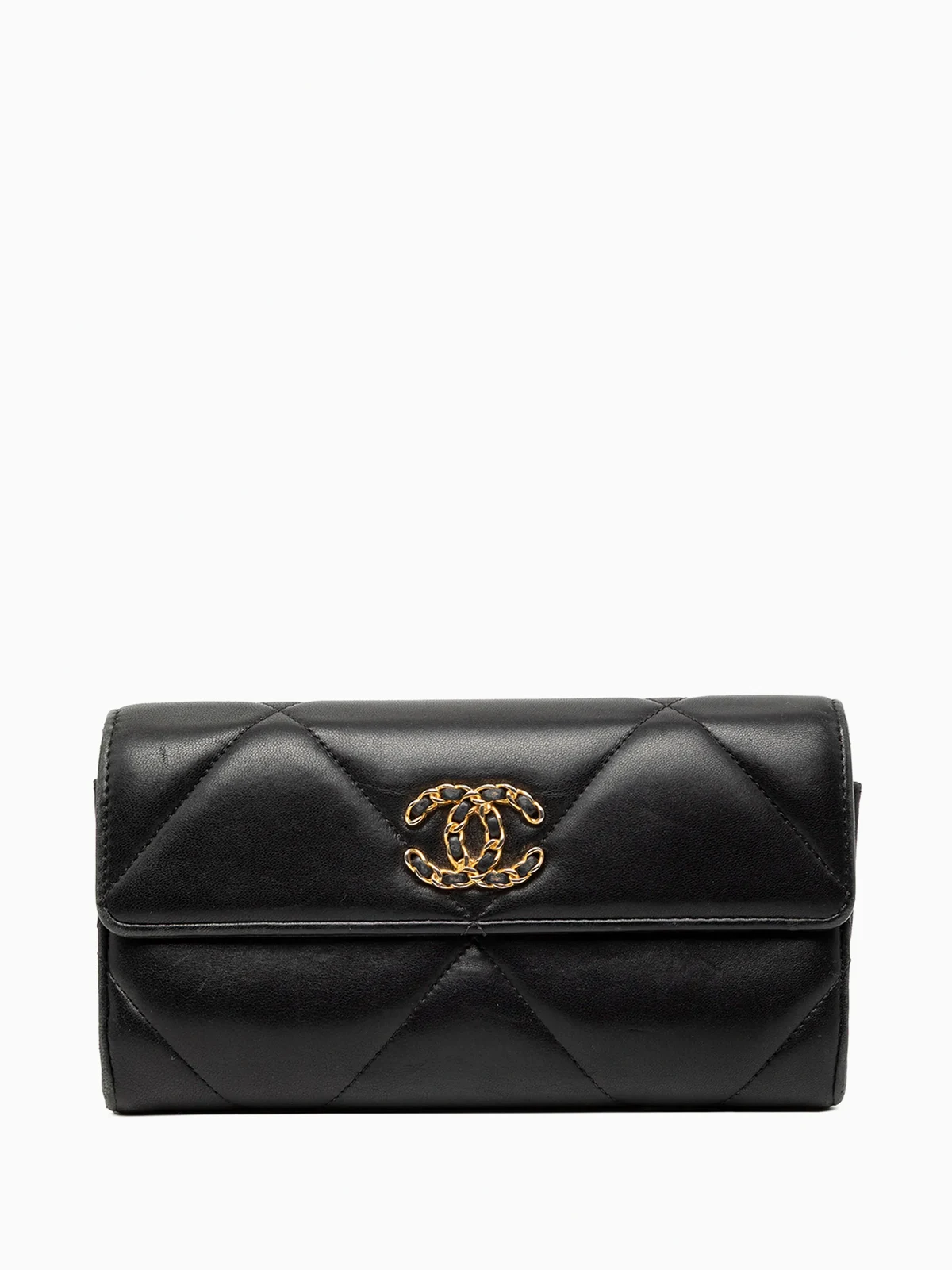 2021 Quilted Lambskin 19 Flap Wallet long wallets