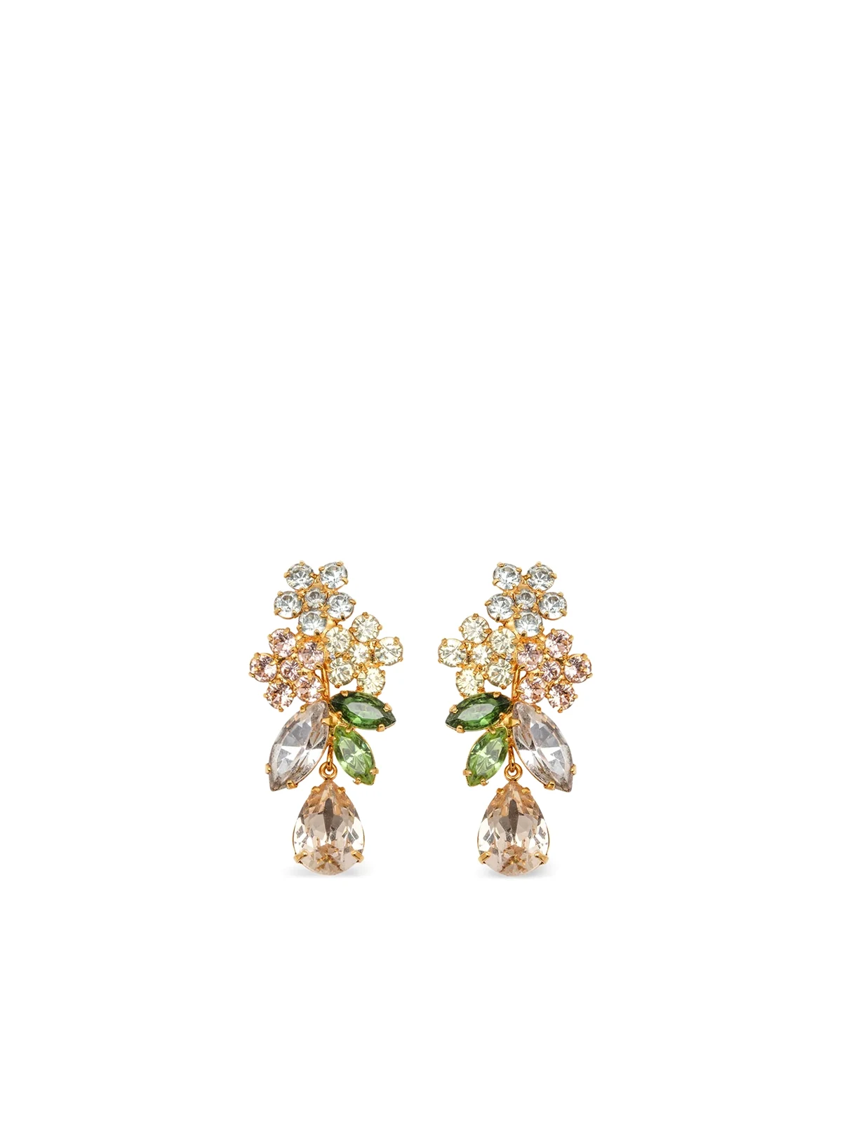 18kt gold plated Bouquet crystal drop earrings