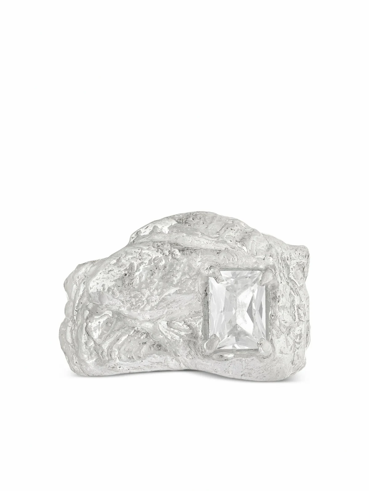Strukturierter Kai Ring mit weißem Saphir