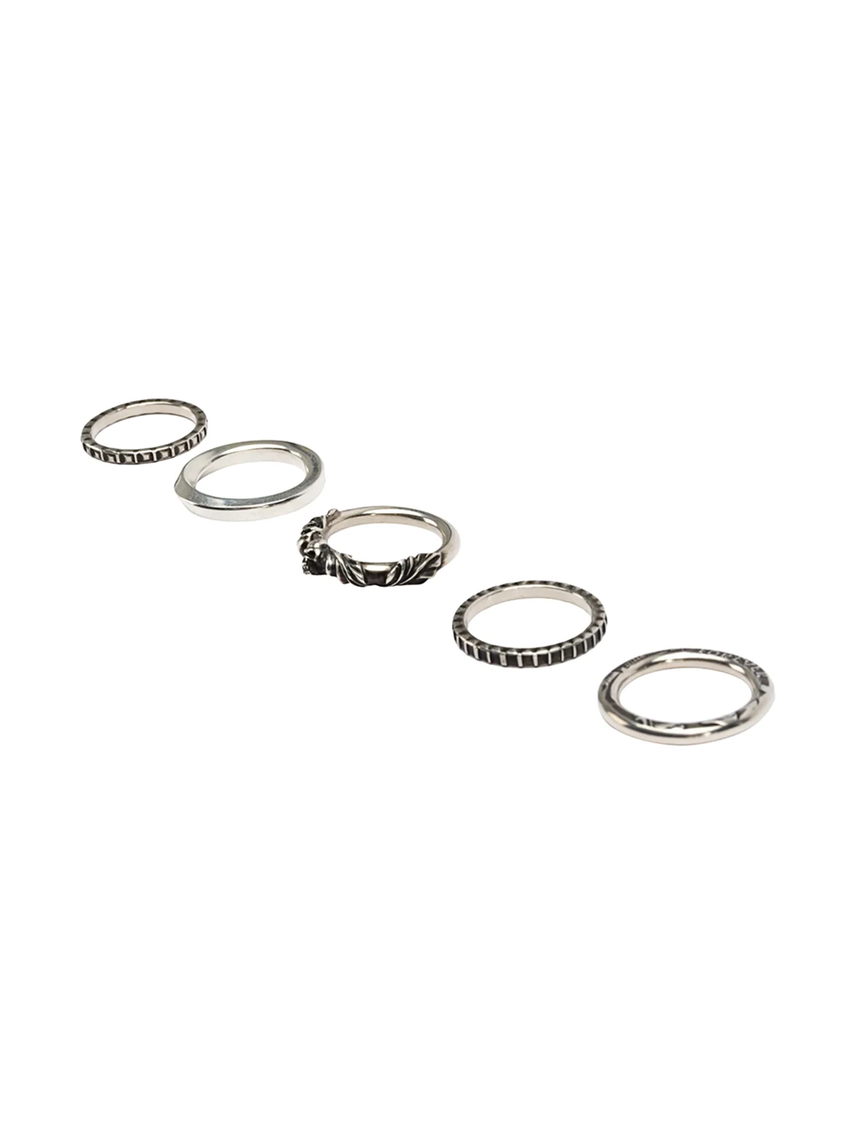 'Skull' Set aus fünf Ringen