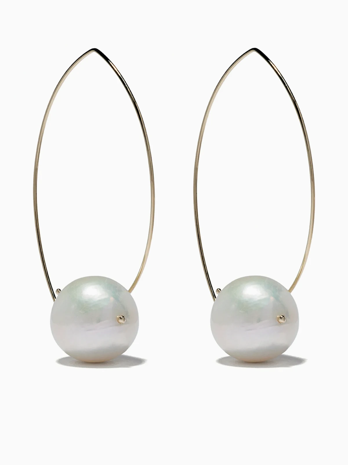 14kt gold pearl hoop earrings