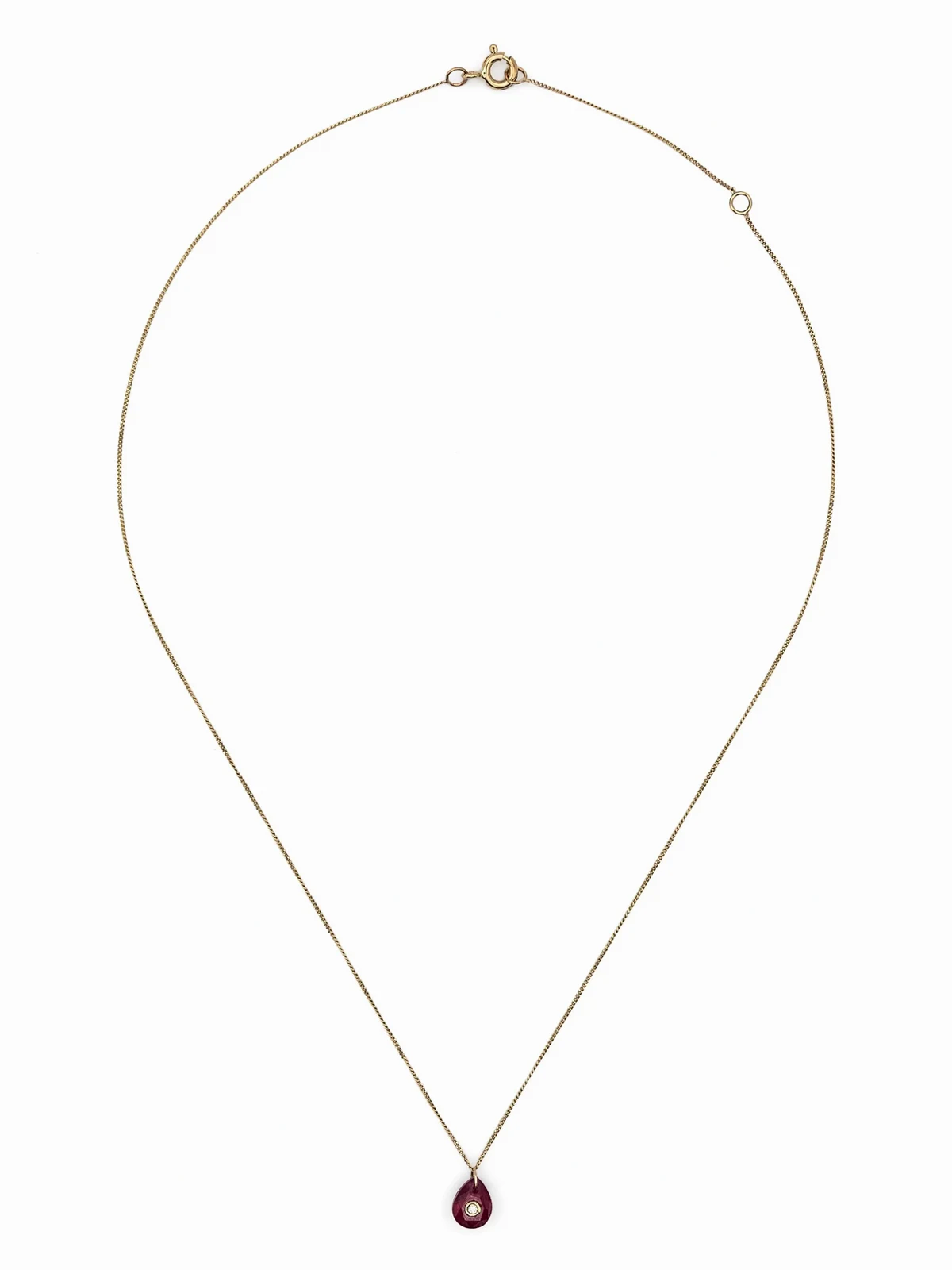 9kt yellow gold Orso diamond and ruby necklace