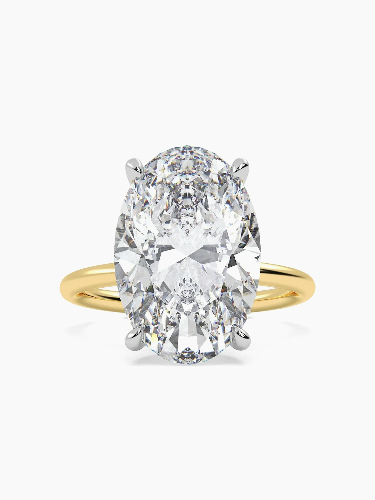 14K yellow gold oval lab grown diamond solitaire ring