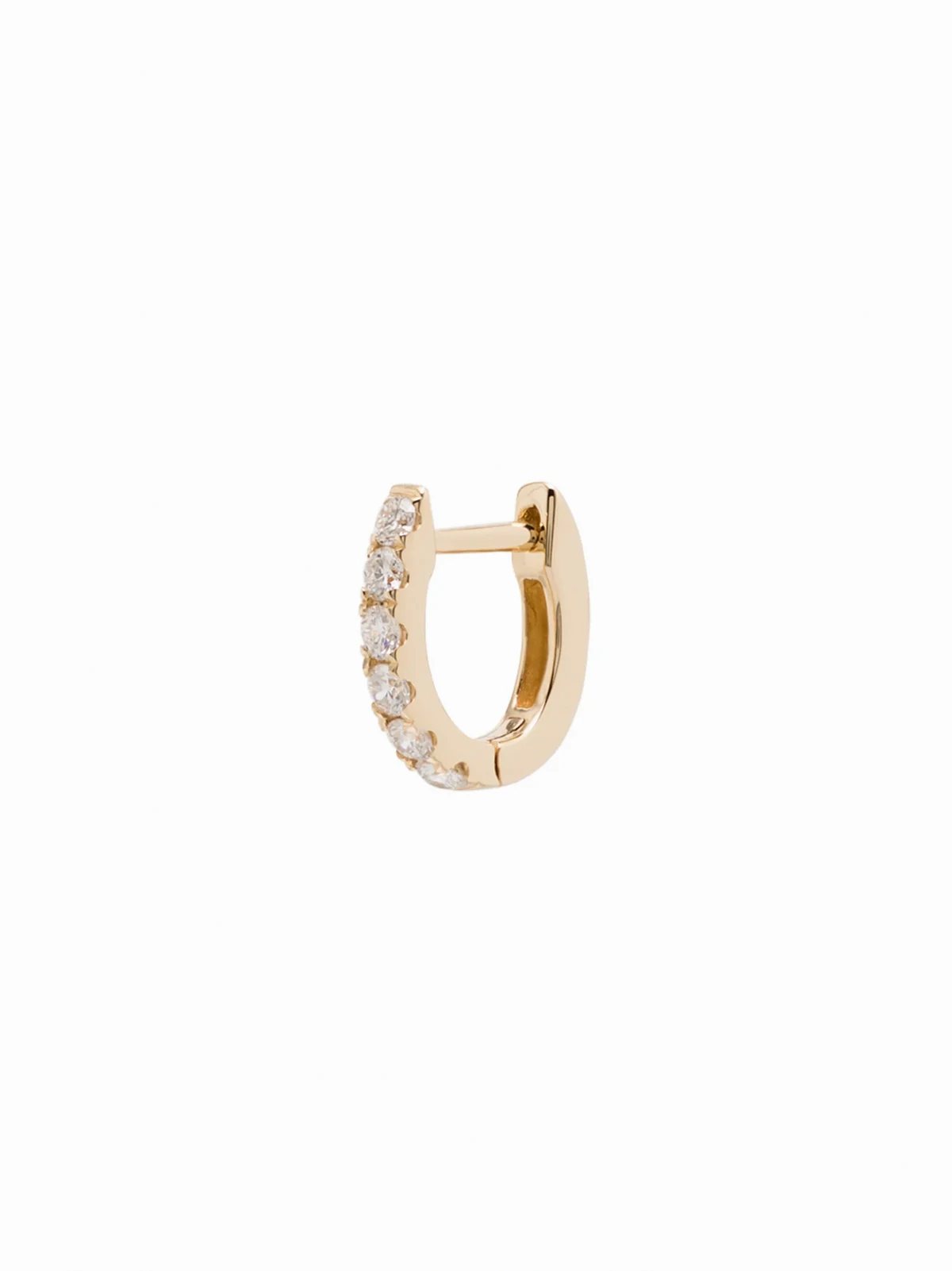 14kt yellow gold mini chubby diamond huggie hoop earring