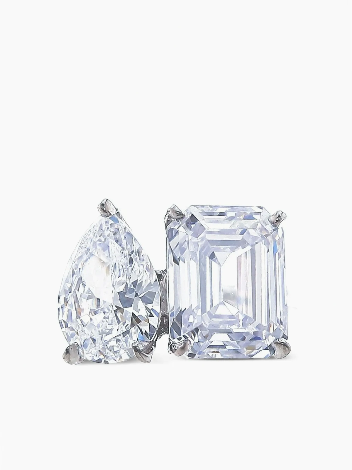 14kt Toi et Moi Weißgoldring mit Zirkonia