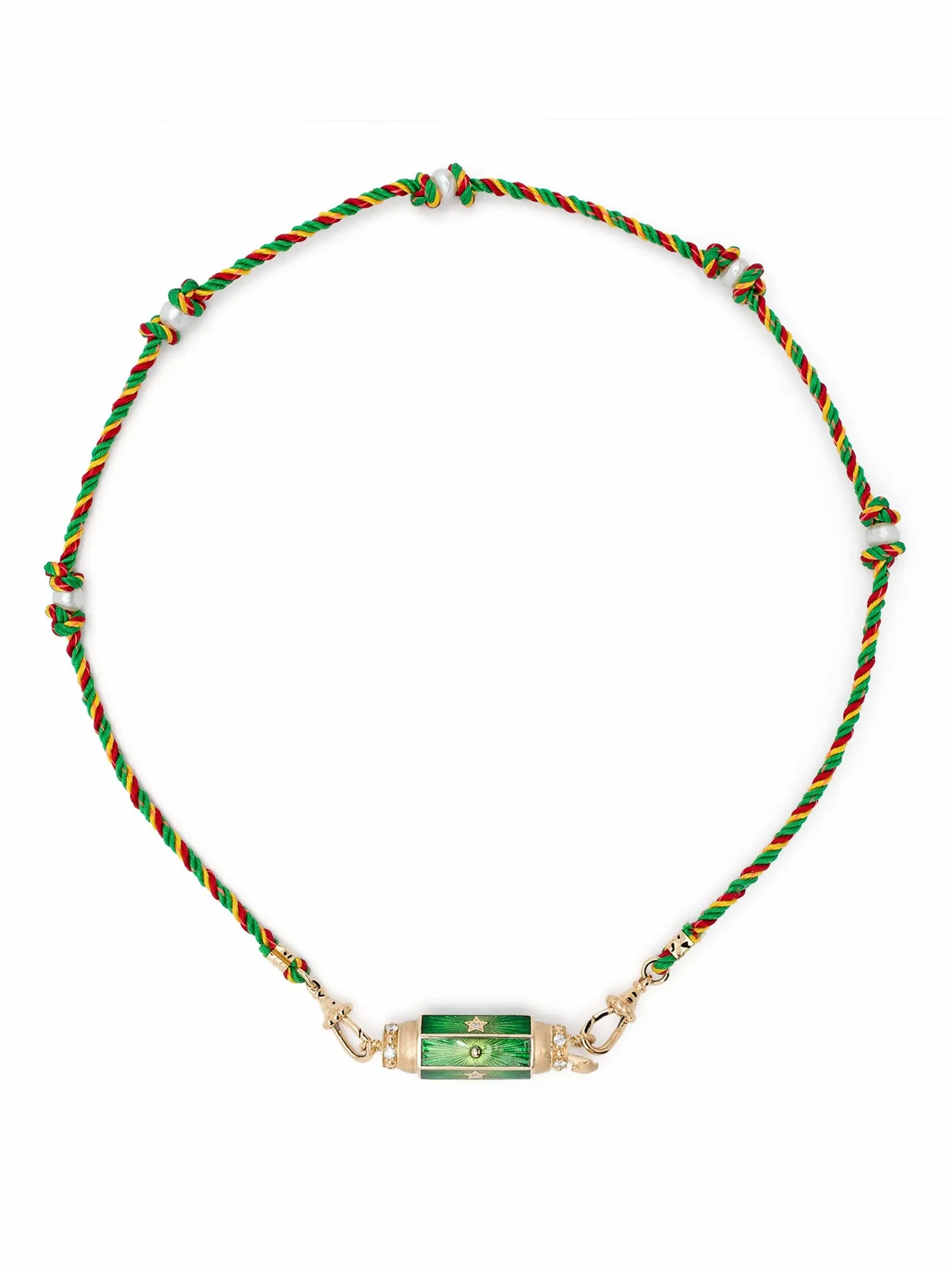 14kt Baby Locket Gelbgoldhalskette mit Diamanten