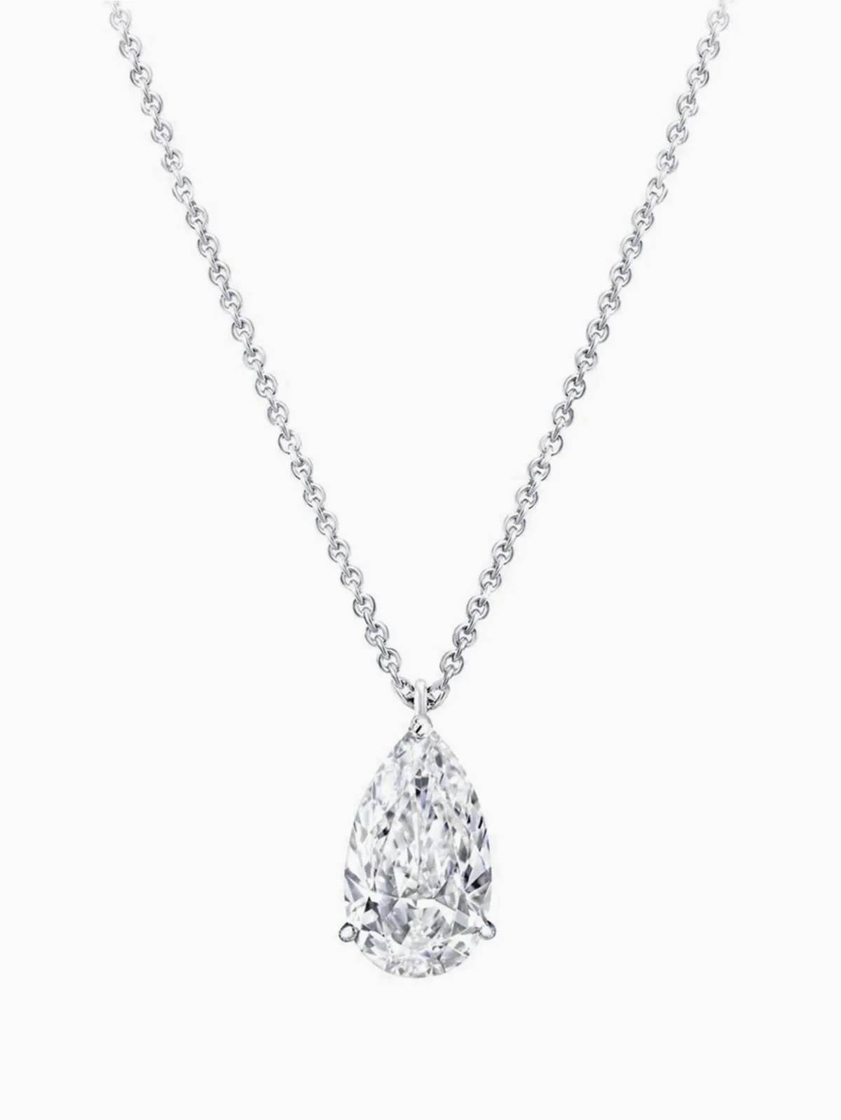 14K white gold pear diamond necklace