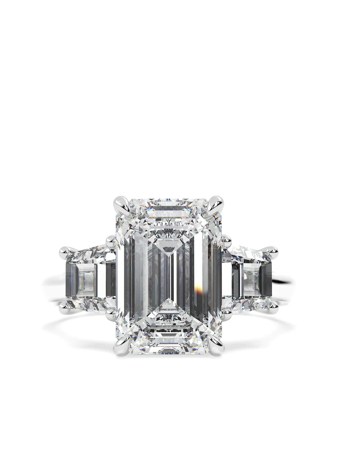 14K white gold emerald lab-grown diamond ring