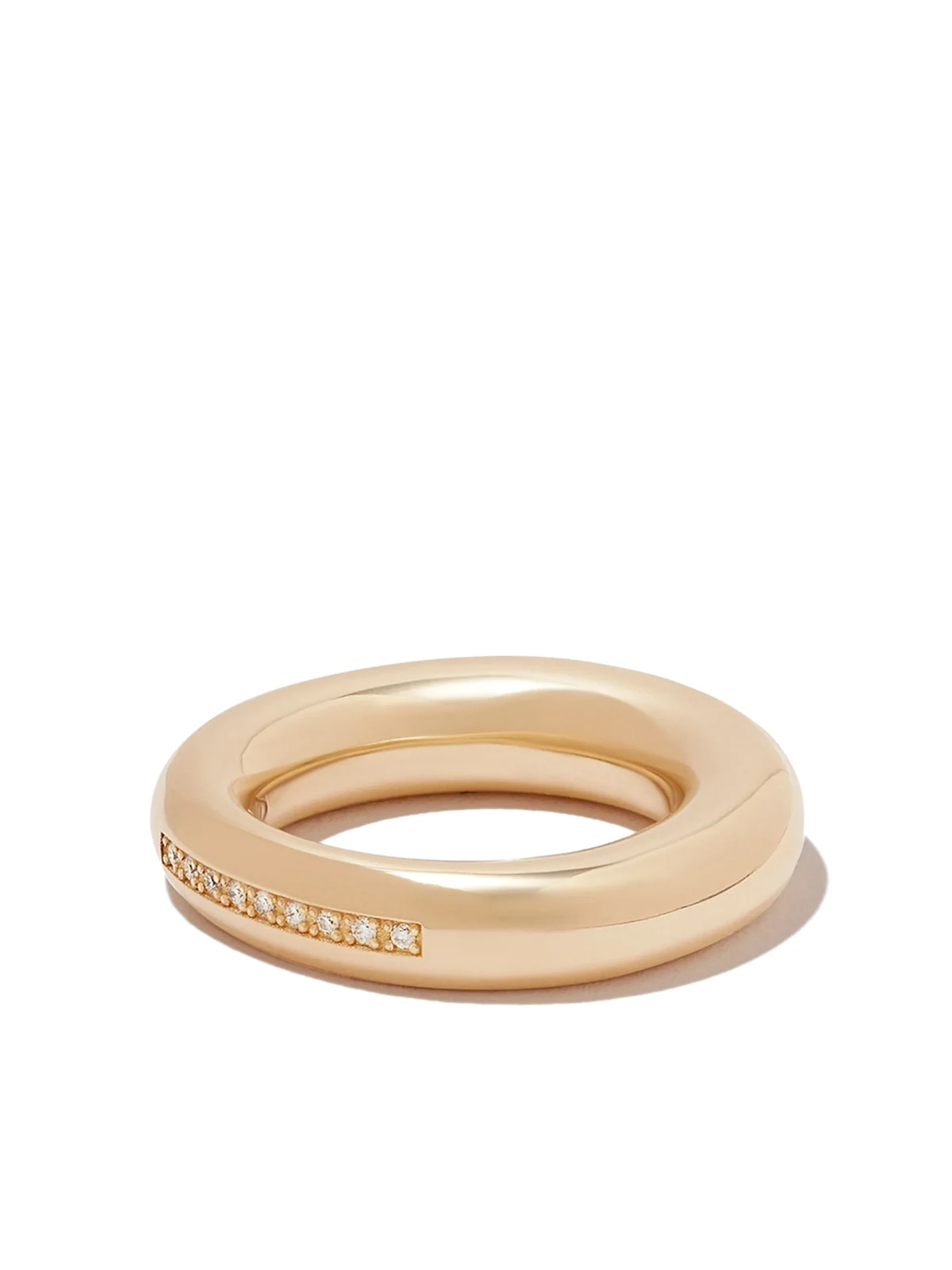 14kt Puffy Circle Gelbgoldring mit Diamant