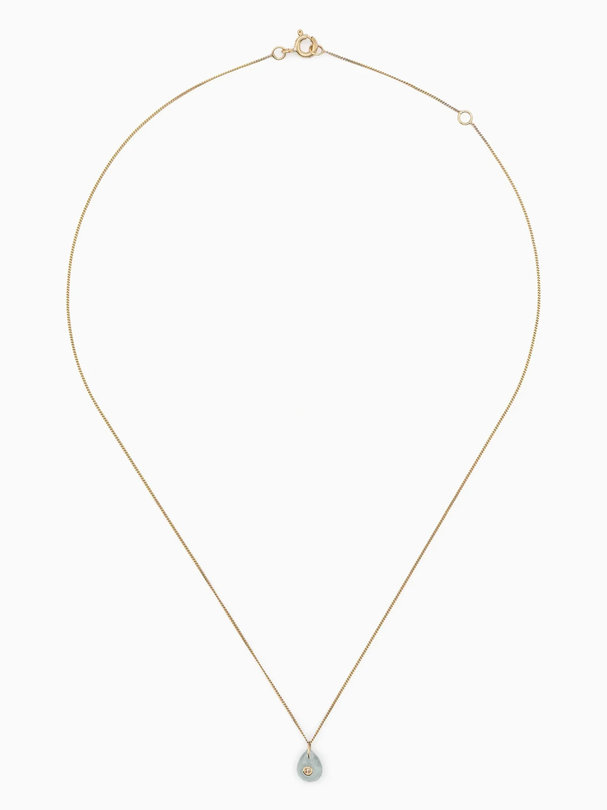 9kt yellow gold Orso diamond and aquamarine necklace