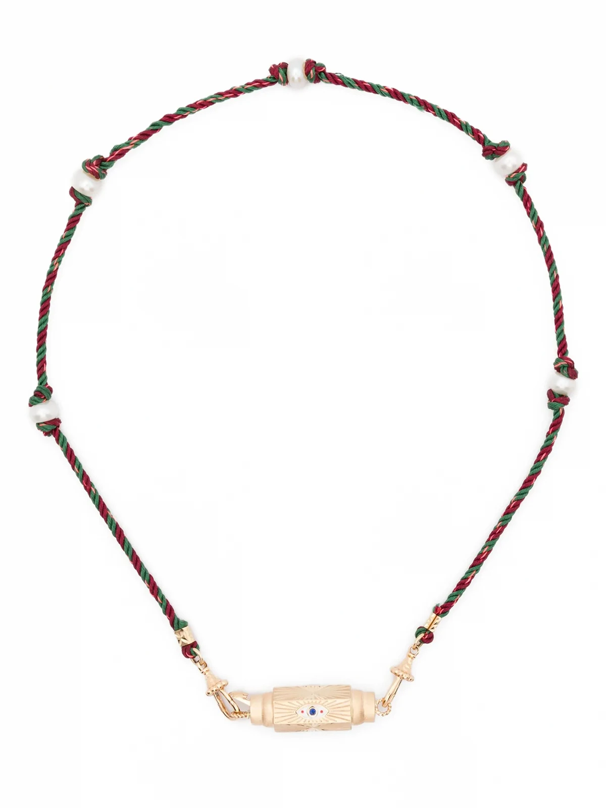 14kt Evil Eye Gelbgoldhalskette mit Saphiren